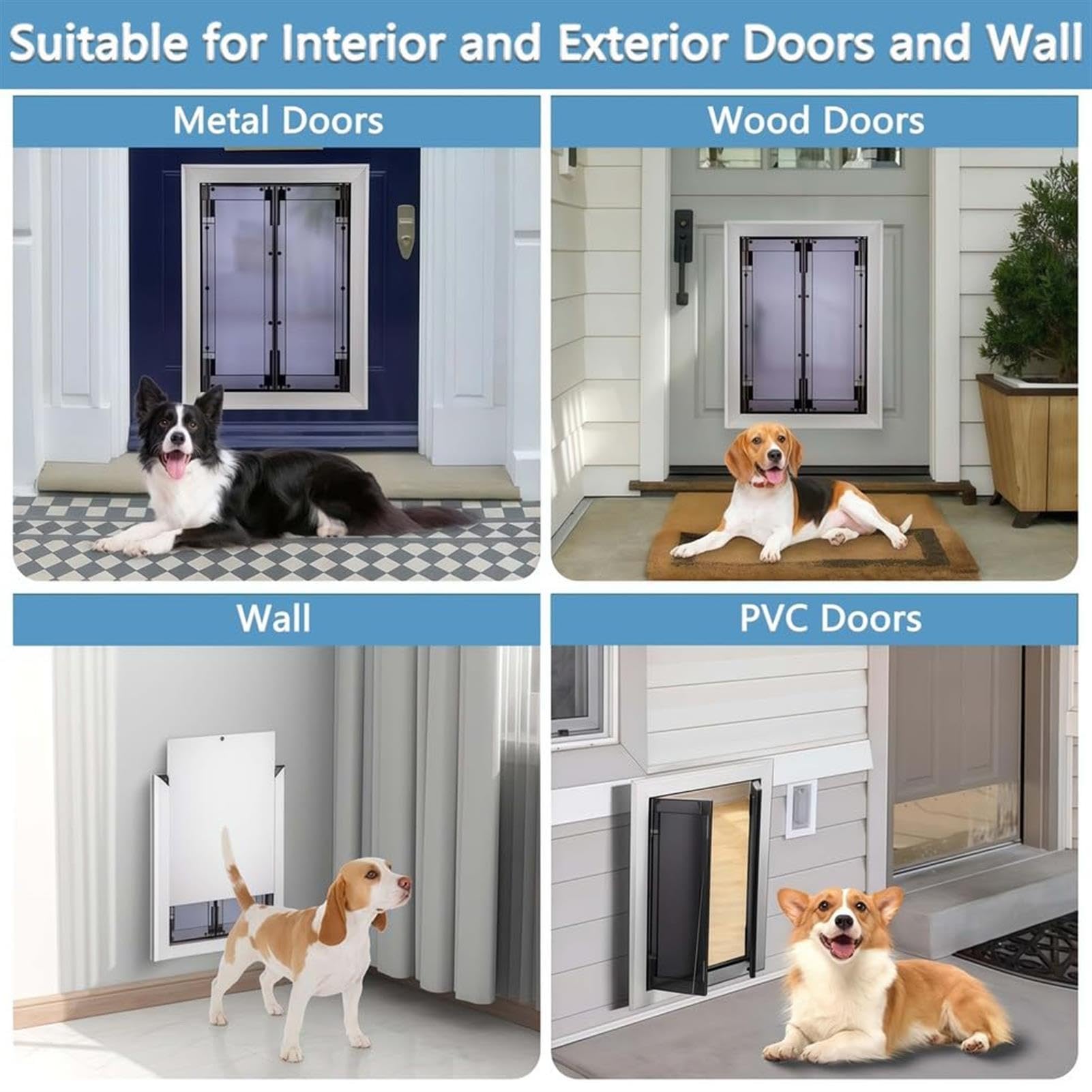 Hundeklappe aus Aluminium, Hundeklappe, DoppelflüGelig, Hundeklappe Automatischer Magnetverschluss, SchiebetüR, Sicherheitsverriegelungen, WitterungsbestäNdig und Langlebig