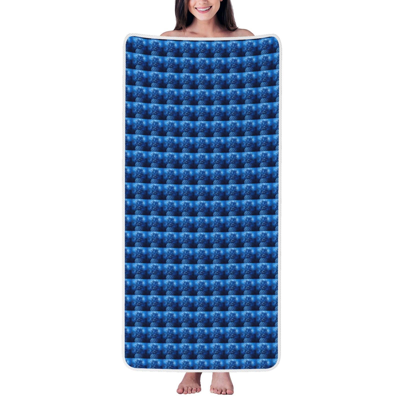 Tamiger Blue Pineapple Print Unisex Coral Velvet Bath Towel For Home Bathroom Hotel Spa Beach Travel Daily Use