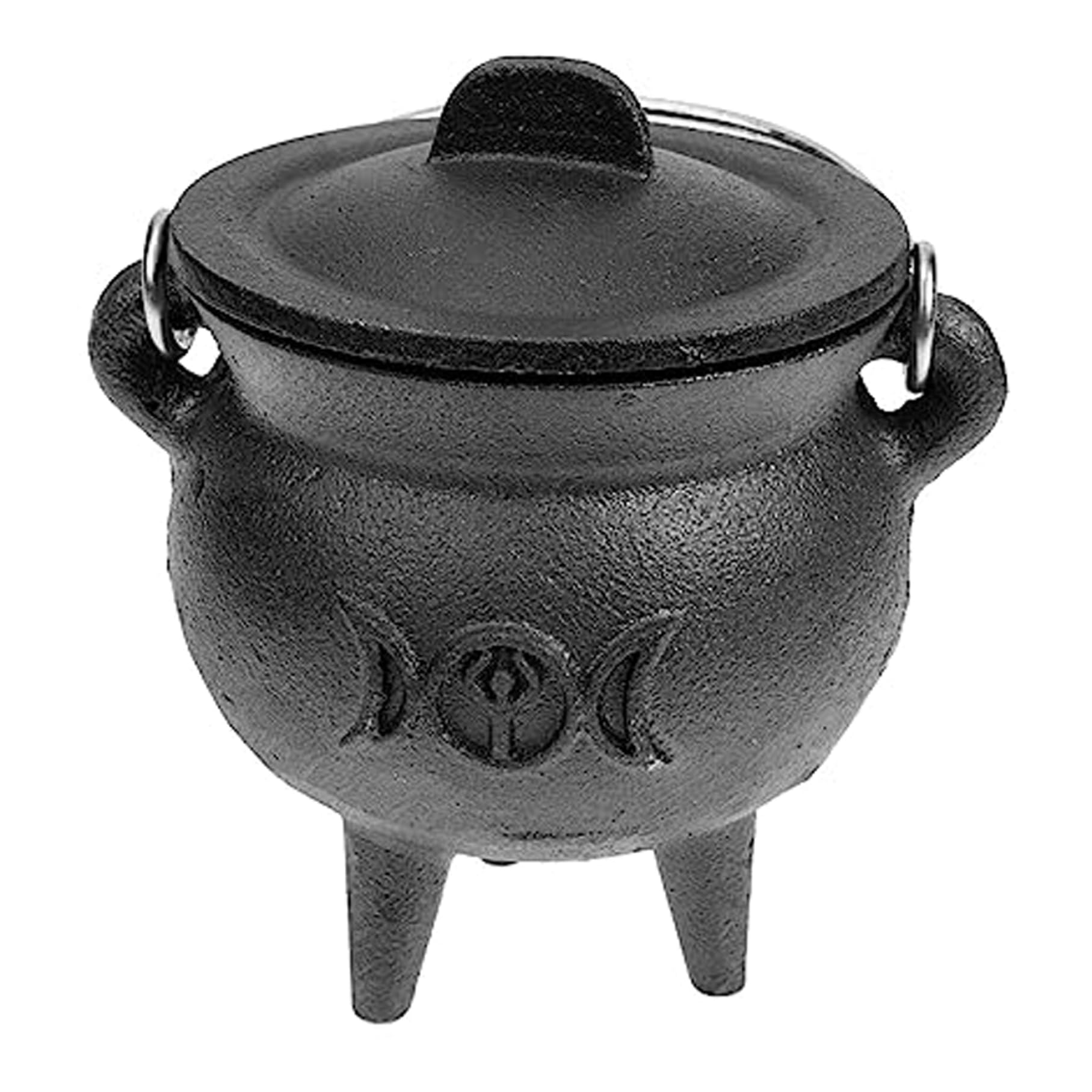 Chaudron en Fonte avec Couvercle et Poignée Halloween 3,94 x 2,95 x 2,95 Pouces Décoratif Bougie Encens Sorcellerie