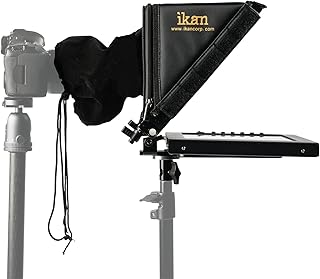 Ikan 12-inch Portable Teleprompter Kit for Light Stands, Adjustable Glass Frame, Easy to Assemble, Extreme Clarity (PT1200-LS) - Black