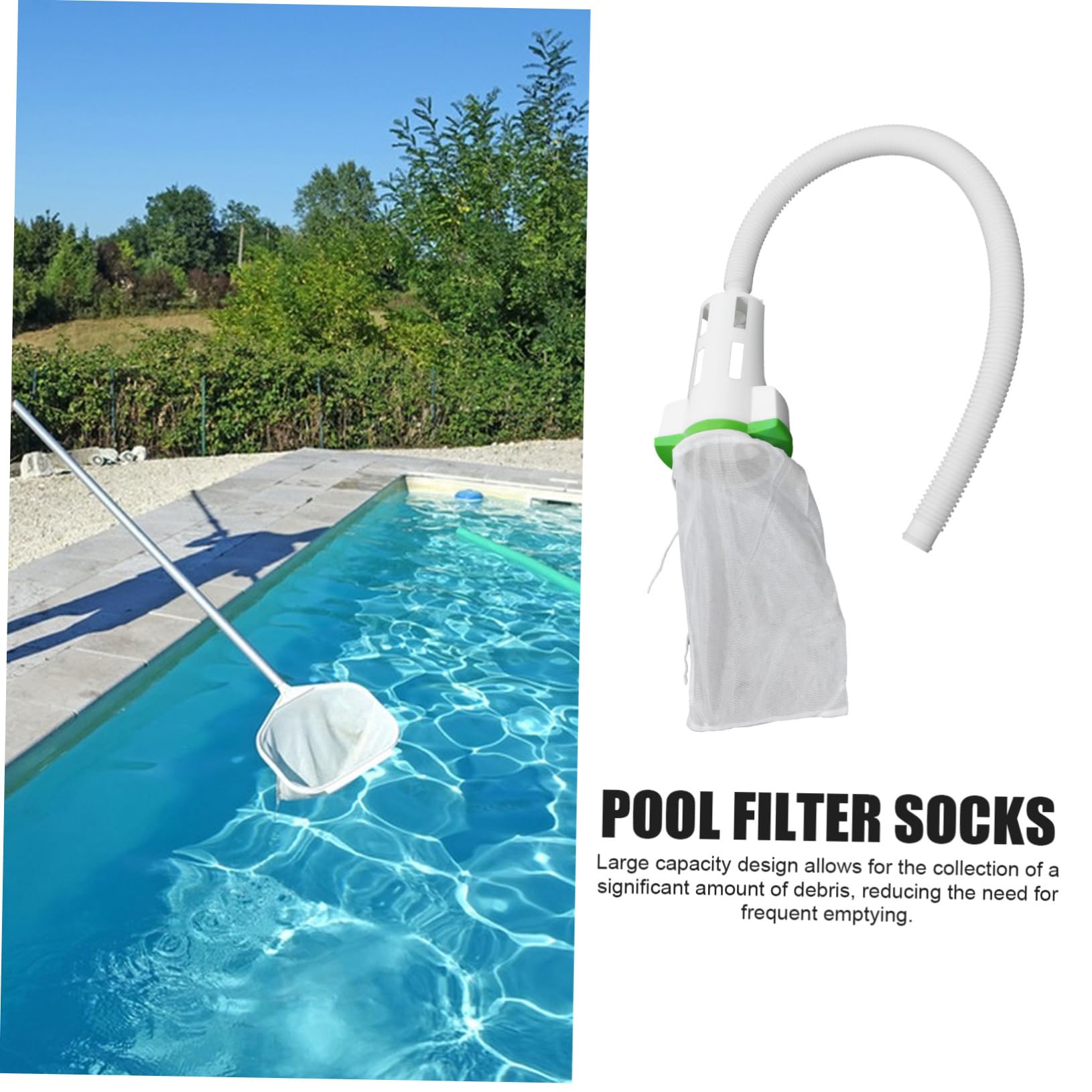 SUPVOX Chaussettes de Skimmer de Piscine en Nylon Blanc avec Tuyau Connecteur Abs pour Collecte et Débris Espaces Extérieurs Grands