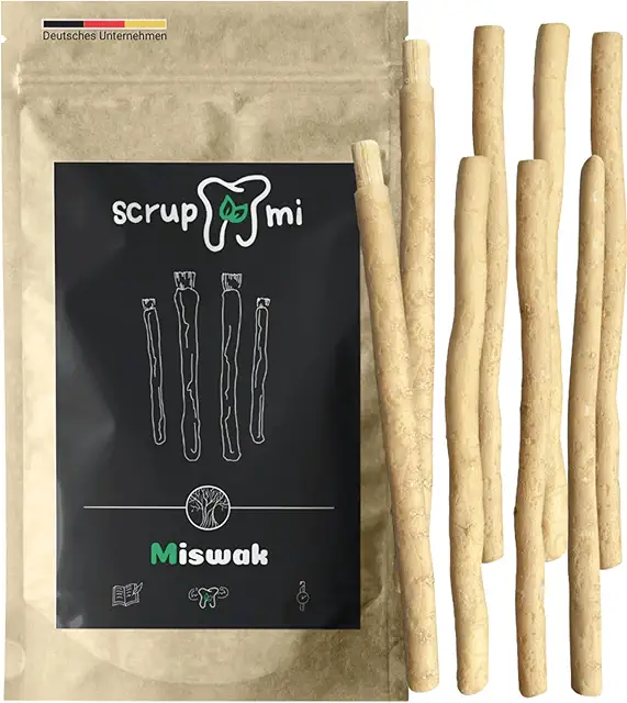 Scrupmi® Siwak Zahnbürste 8er Pack - 100% Natur, Plastikfrei & Vegan