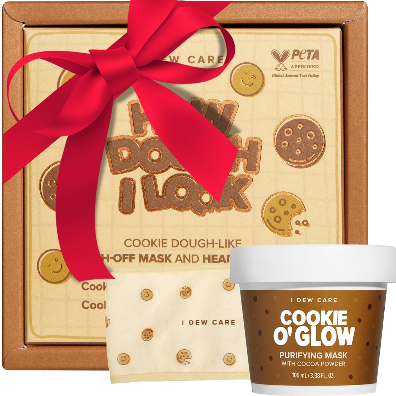 I DEW CARE Wash Off Face Mask Set - How Dough I Look | Headband, Skin Care Set for Girls & Teens, Hydrating & Soothing, Deep Cleansing, Hyaluronic Acid, Stocking Stuffers, Gifts For Women, 3.38 Oz