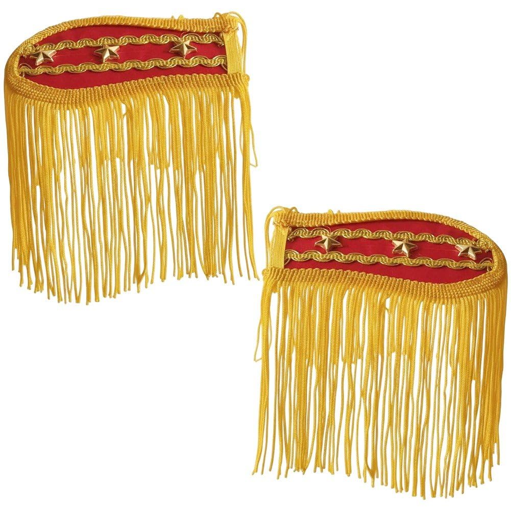 Fituenly 2pcs Fringe Epaulettes with Tassel & Pins, Punk Gold Shoulder Pads for Costume Accessories, Fringed Shoulder Epaulette