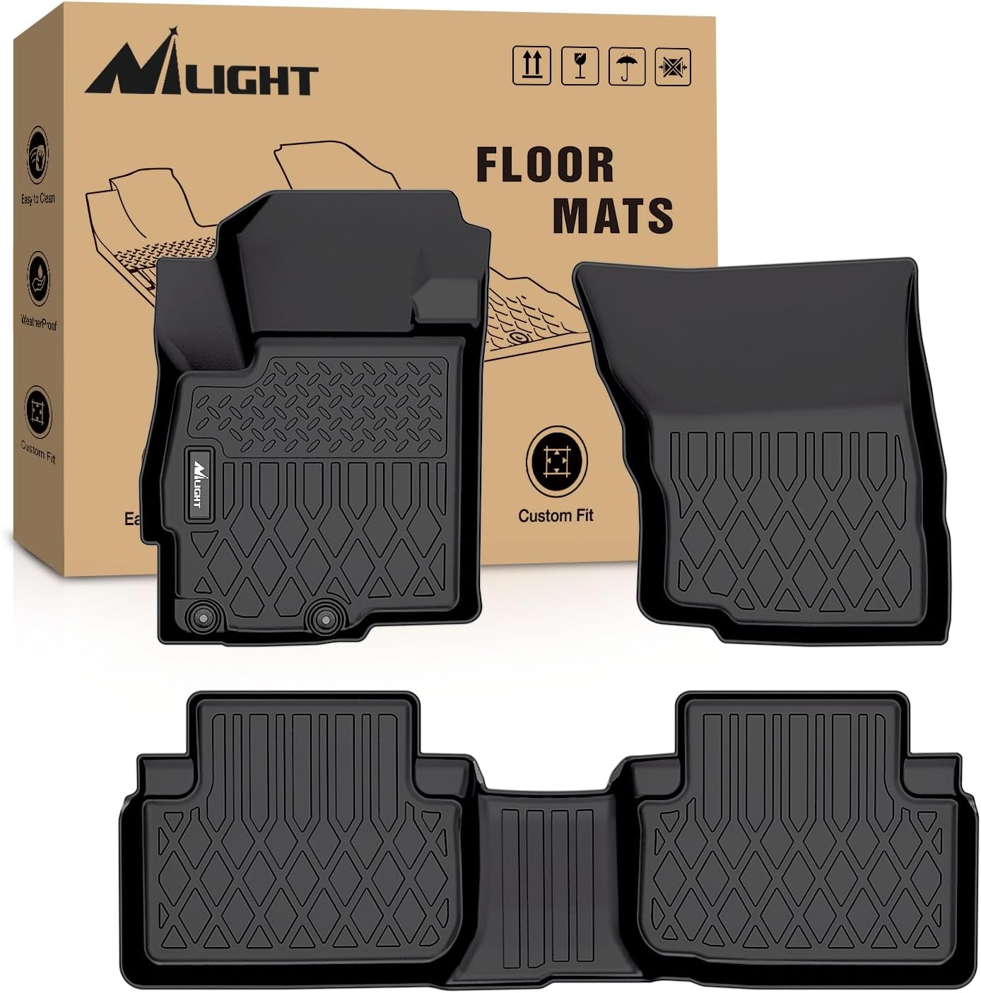 TPE Floor Mats for Mitsubishi Eclipse Cross 2018 2019 2020 2021 2022 2023 2024 2025 All Weather Custom Fit Heavy Duty Floor Liners