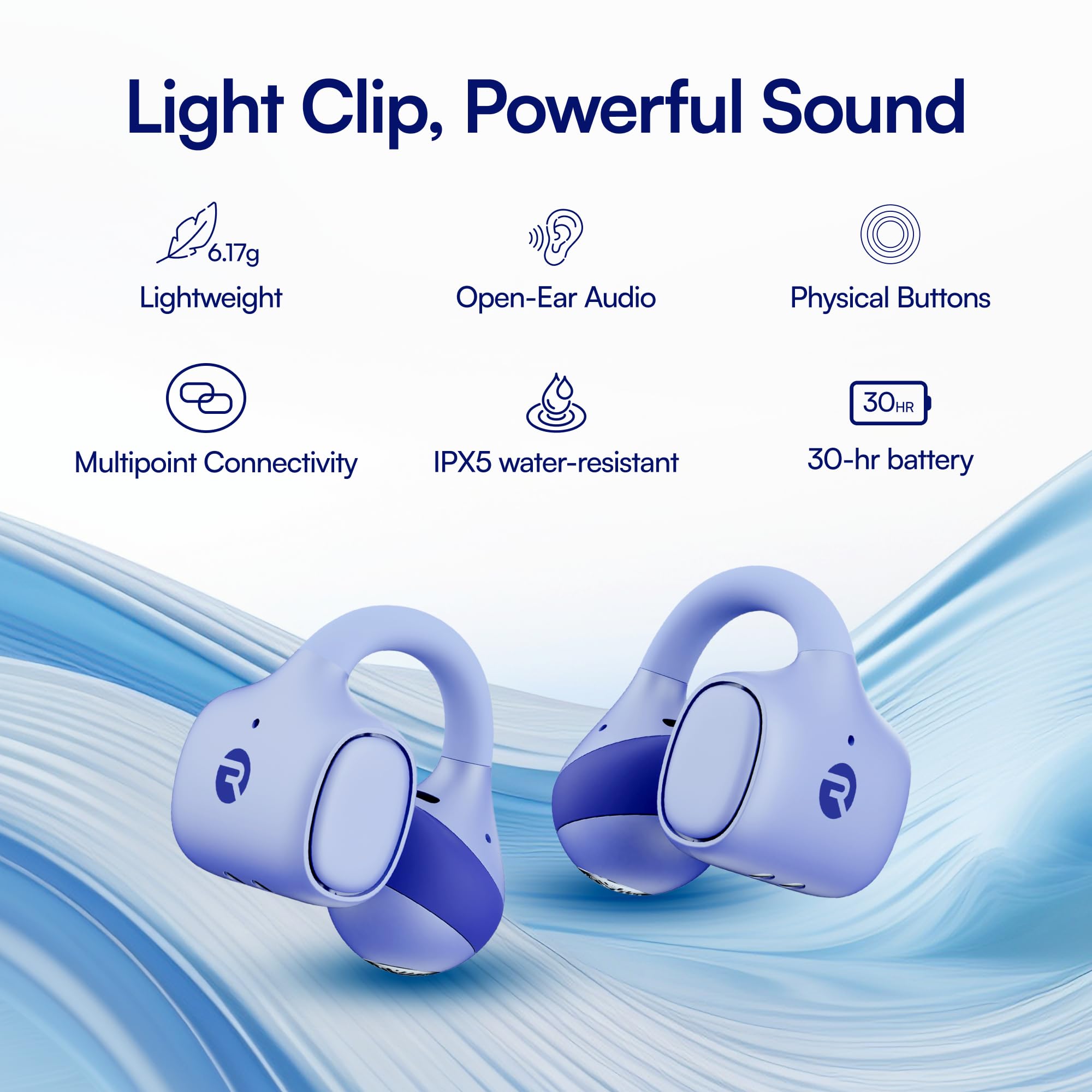Auricolari a clip per uso quotidiano di Raycon | Design con clip per orecchie aperte
