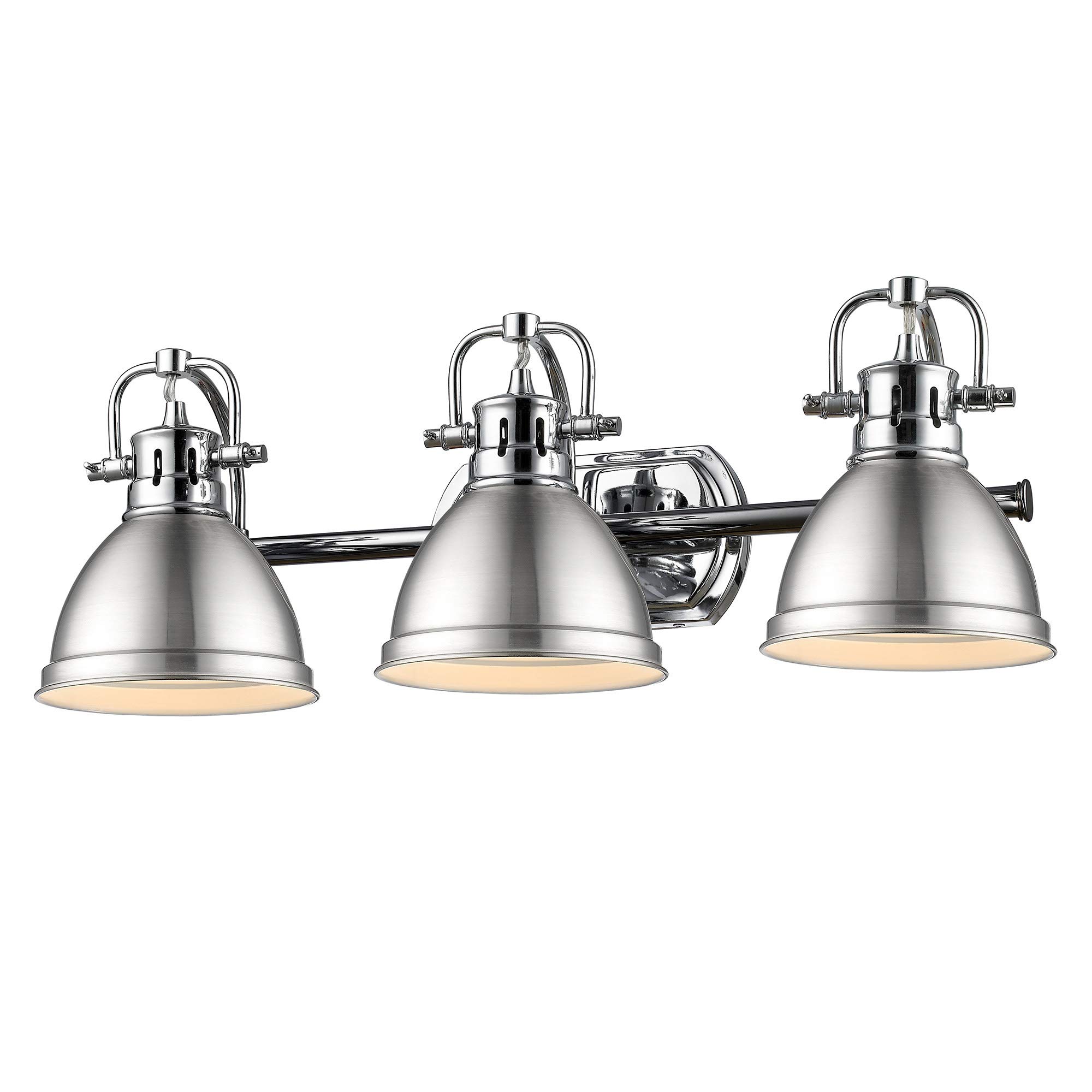 Golden Lighting 3602-BA3 CH-PW Duncan Bath Vanity, Transitional, Chrome with Pewter Shades