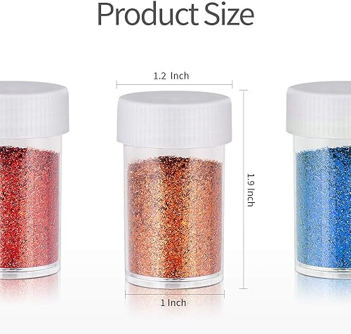 Miniatura 2 de Teenitor Juego de purpurina fina para manualidades, 24 frascos de purpurina para el cabello para la cara y el cuerpo, purpurina extrafina para