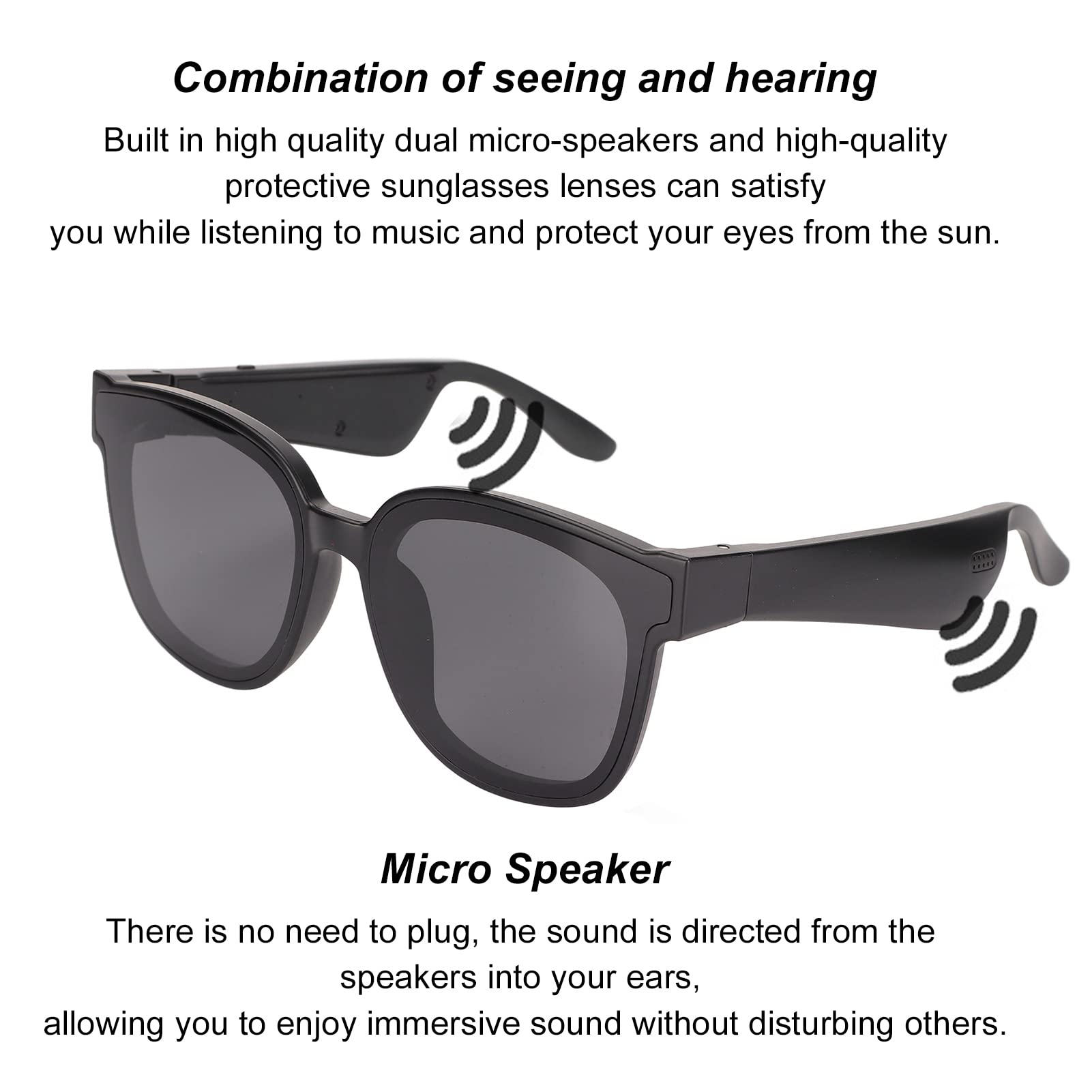 Occhiali Bluetooth Goshyda - Cuffie Open Ear, Controllo Touch, Anti Luce Blu, Per Sport E Lettura