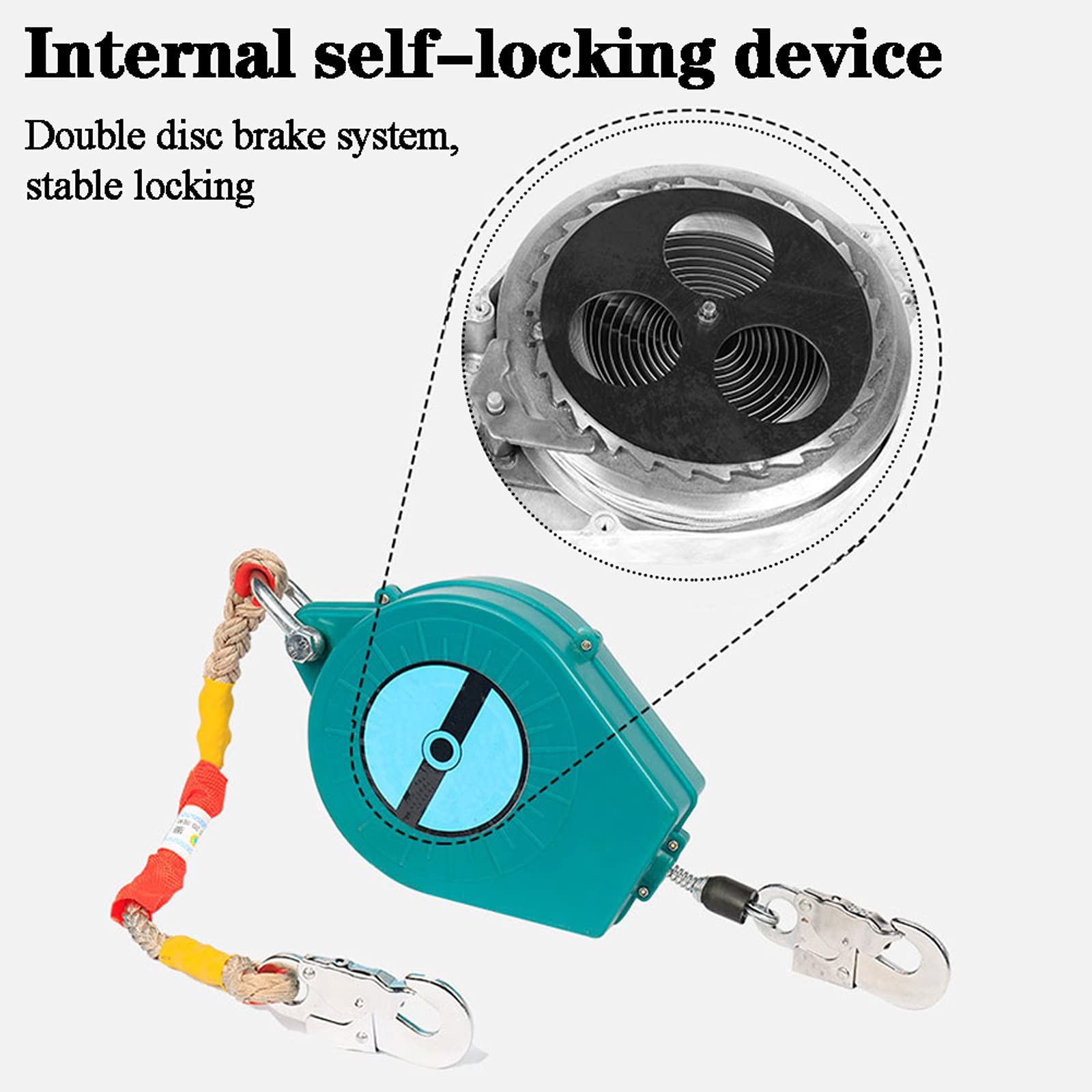 Antichute a Rappel Automatique Sangle, Dispositif Antichute Rétractable, Fall Restraint Device pour Toiture, Antichute Mobile, Stop Chute+Crochet, 5m/10m/15m/20m