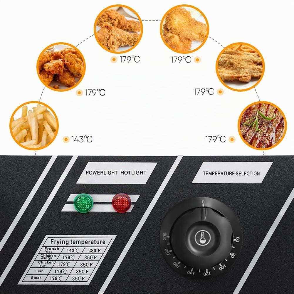 friggitrice elettrica Professionale in Acciaio Inox da 6 Litri con Cestino per Uso Commerciale E Domestico, Friggitrice Patatine Fritte Friggitrice Per Cucinare, 2.5KW