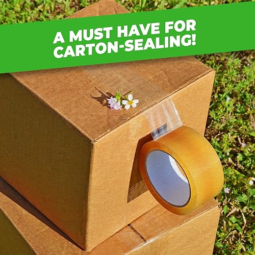 Miniatura 6 de WOD BCST - Cinta de embalaje biodegradable, transparente, 12 pulgada x 72 yardas (paquete de 12) cinta ecológica de celofán para sellado de cartón,