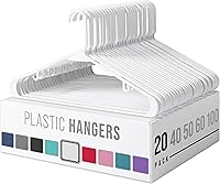 Neaterize Plastic Hangers 20 Pack White - Space Saving Non-Slip Closet Hangers for Clothes, Coats & Dresses, Durable & Snag-Free