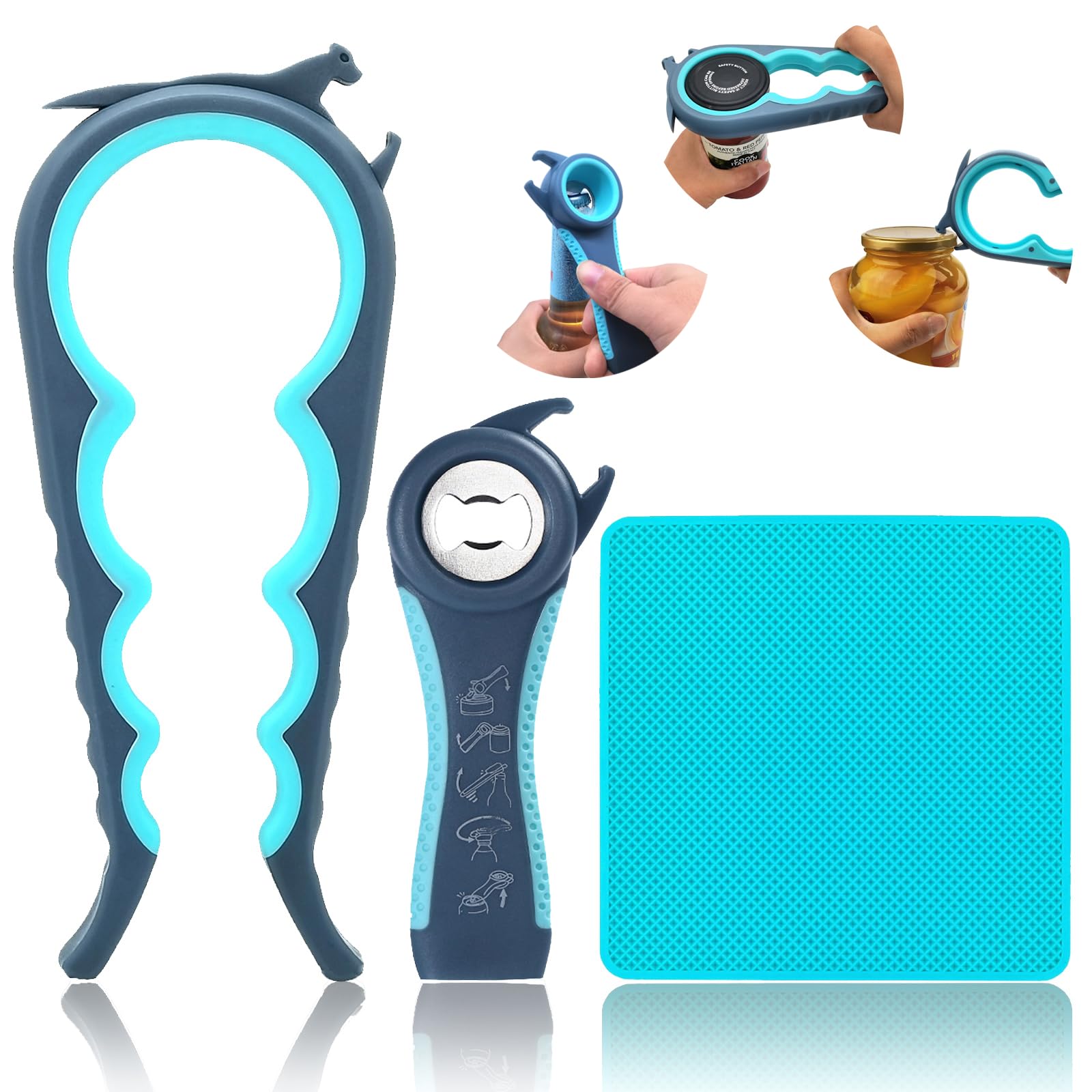 Jar Opener for Weak Hands, 5 in 1 Bottle Opener for Seniors with arthritis