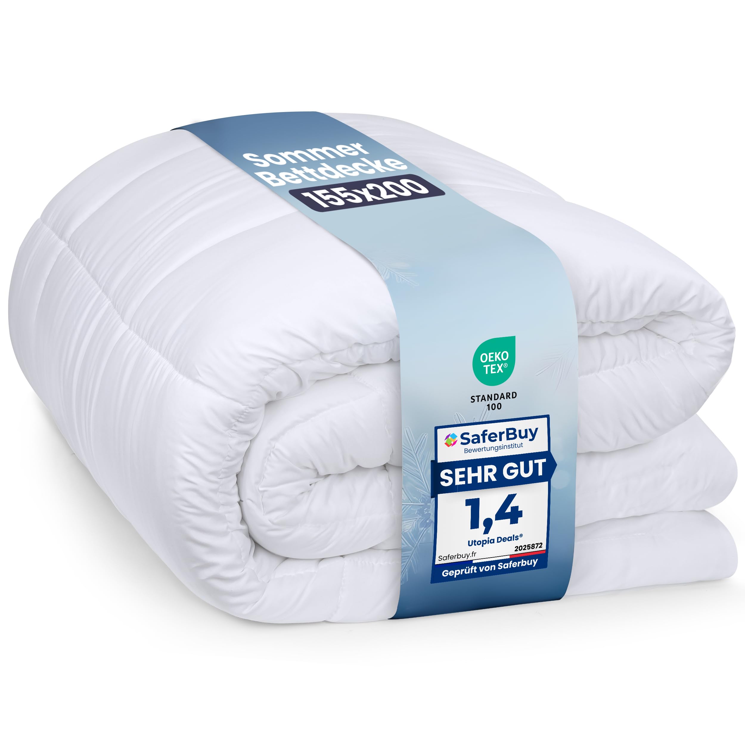 Utopia Bedding Bettdecke 155 x 220 cm, leichte Bettdecke mit Polyesterfüllung für 4 Jahreszeiten, Mikrofaser, für 1 Person (weiß)