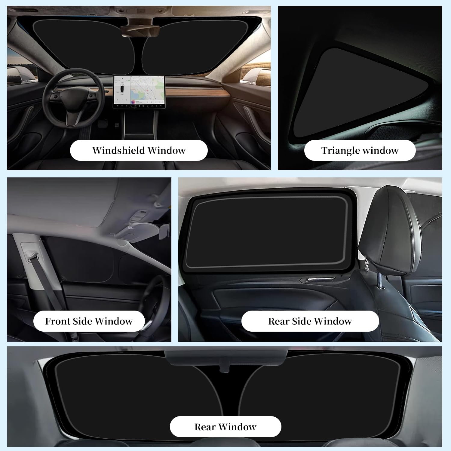 Tesla Model Y ochrona przeciwsłoneczna - ochrona przed promieniowaniem UV i prywatność, Hot Pad do Tesla Auto