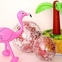 Vista 4 de Hsei 3 unidades de bola de playa inflable de 16 pulgadas con purpurina, bolas de discoteca de piscina de verano con confeti, flotables, juguetes
