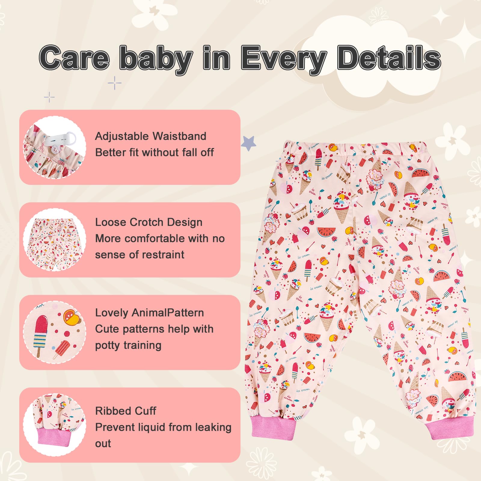 MOEMOE BABY Pantalon Propreté Enfant Nuit,Pantalon Apprentissage Propreté Garcon,Impermeable Enfant Propreté Nuit,7-9 Ans,Violet Hibou,XL - 4