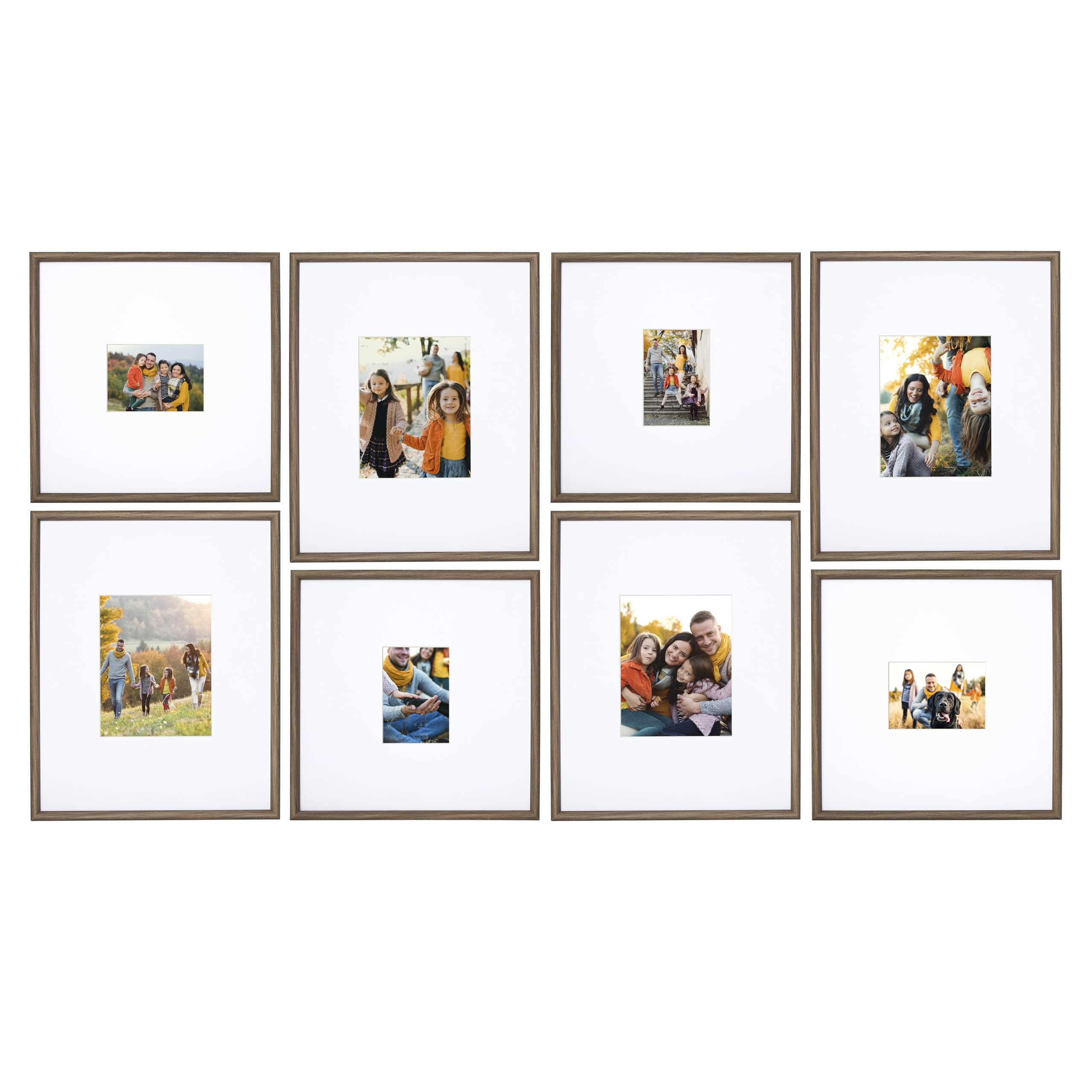 Camden Reed Arcadia 8 Piece Oversized Gallery Wall Frame, 16x20 and 16x16 Inch Matted Frames for Featuring 8x10 and 5x7 Inch Photographs or Art Prints, Natural