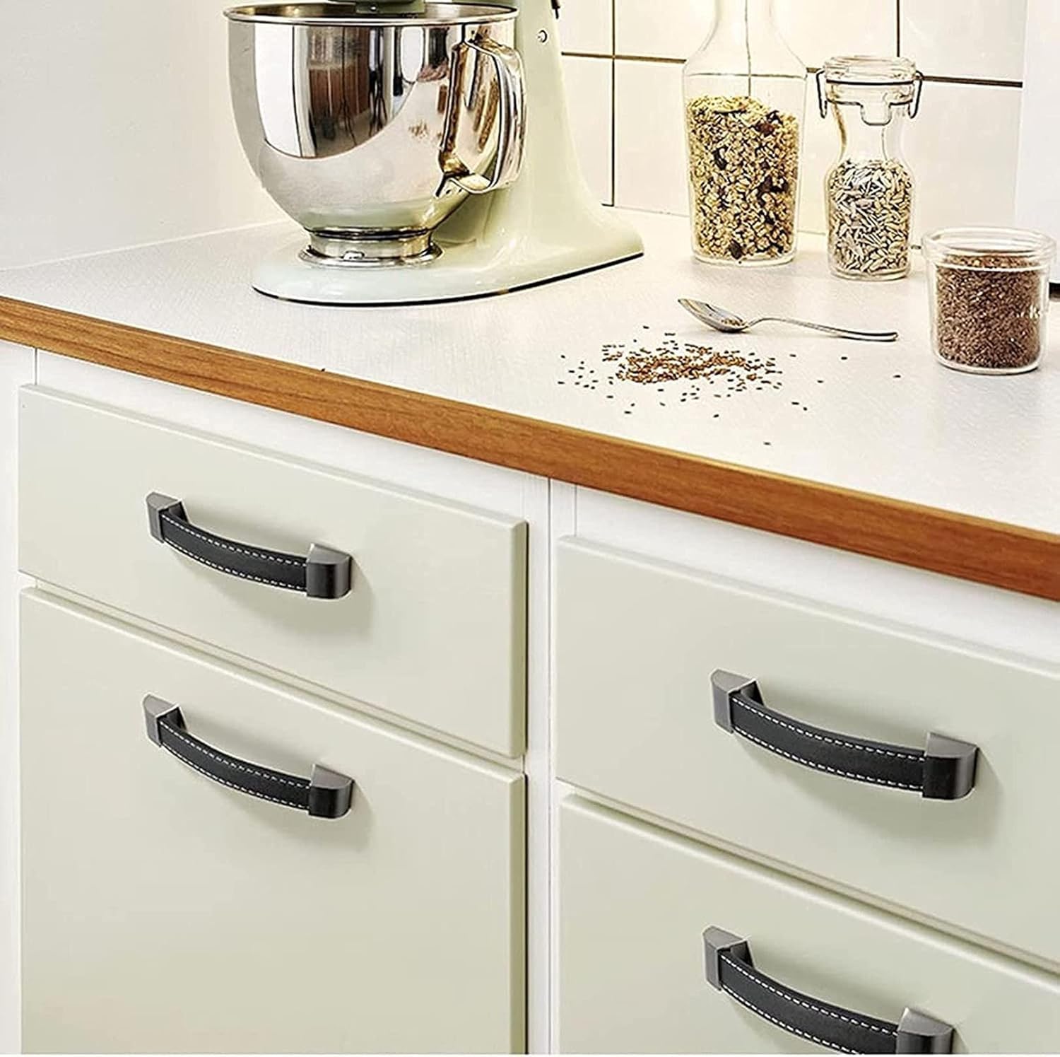 Skórzane uchwyty do szuflad, Cabinet Drawer Pulls Knob with Screws for Cabinet Cupboard Drawer