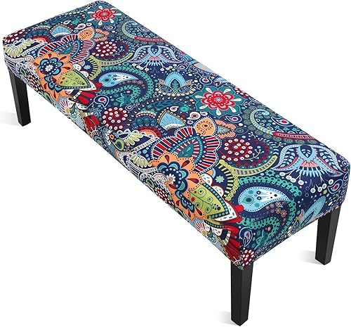 Vista 33 de YISUN Fundas de banco impermeables para comedor, funda de banco de jacquard elástica, antipolvo, extraíble, lavable, fundas de asiento protectoras