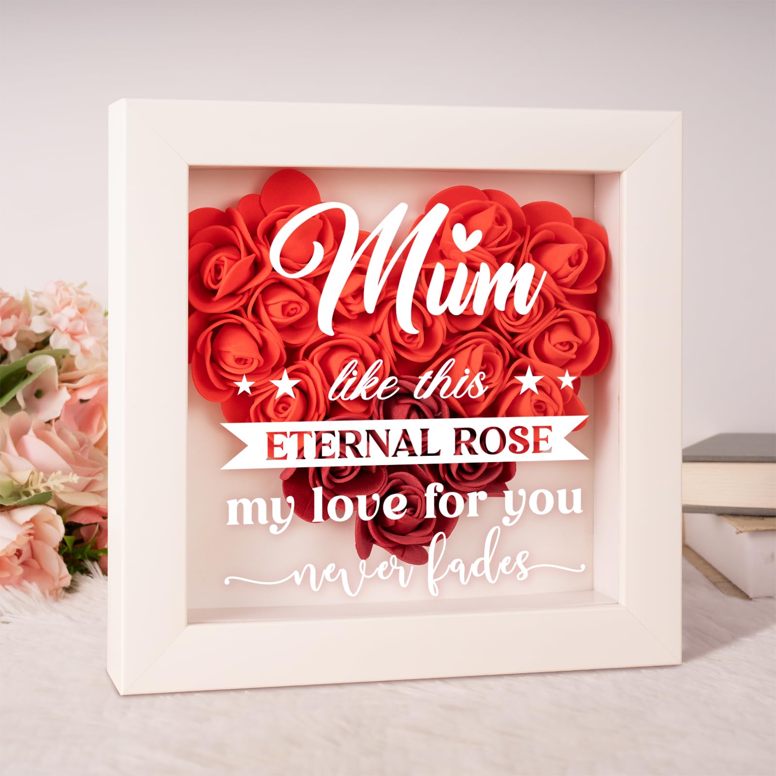 Mum Gifts, Mum Birthady Gifts - Shadow Box Frame with Eternal Roses — image 1
