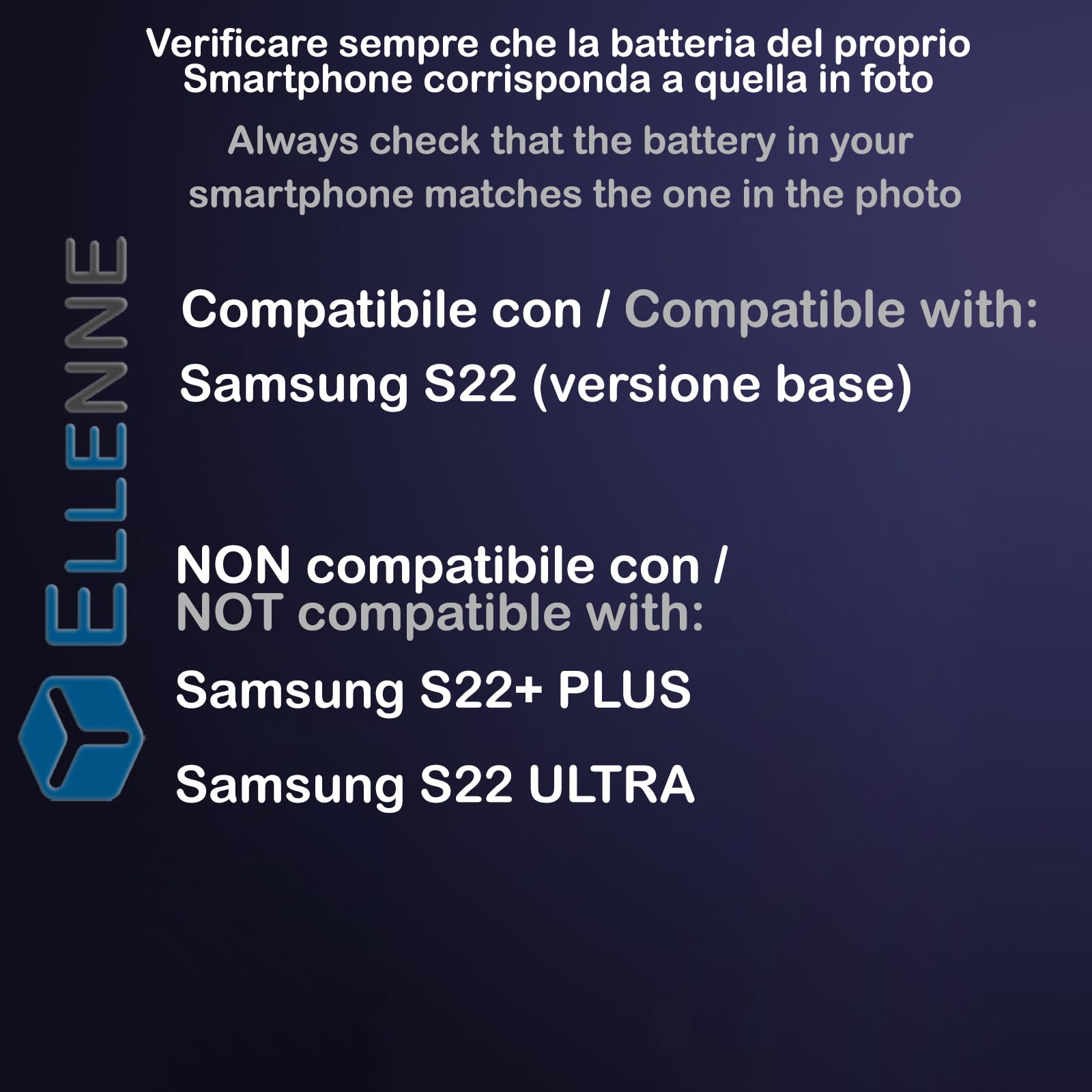 ELLENNE - Batteria per Samsung Galaxy S22 EB-BS901ABY SM-S901 da 3700mAh con Kit Cacciaviti Incluso