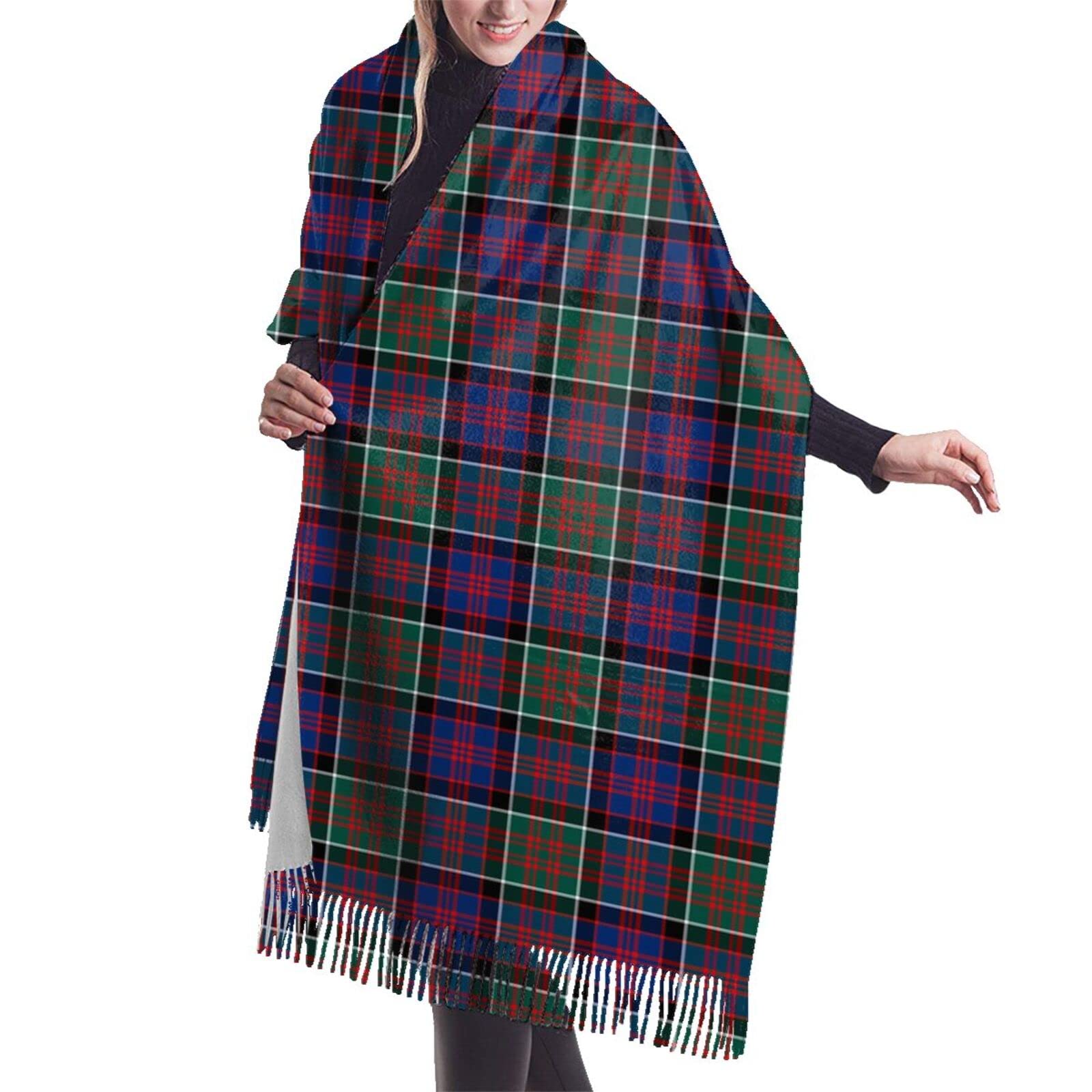 GQWJKSZ Clan Macdonald of Clanranald Tartan Women'S Long & Wide Clan Macdonald Tartan Cashmere Feel Shawl Wrap Winter Warm Scarf 77x27inch