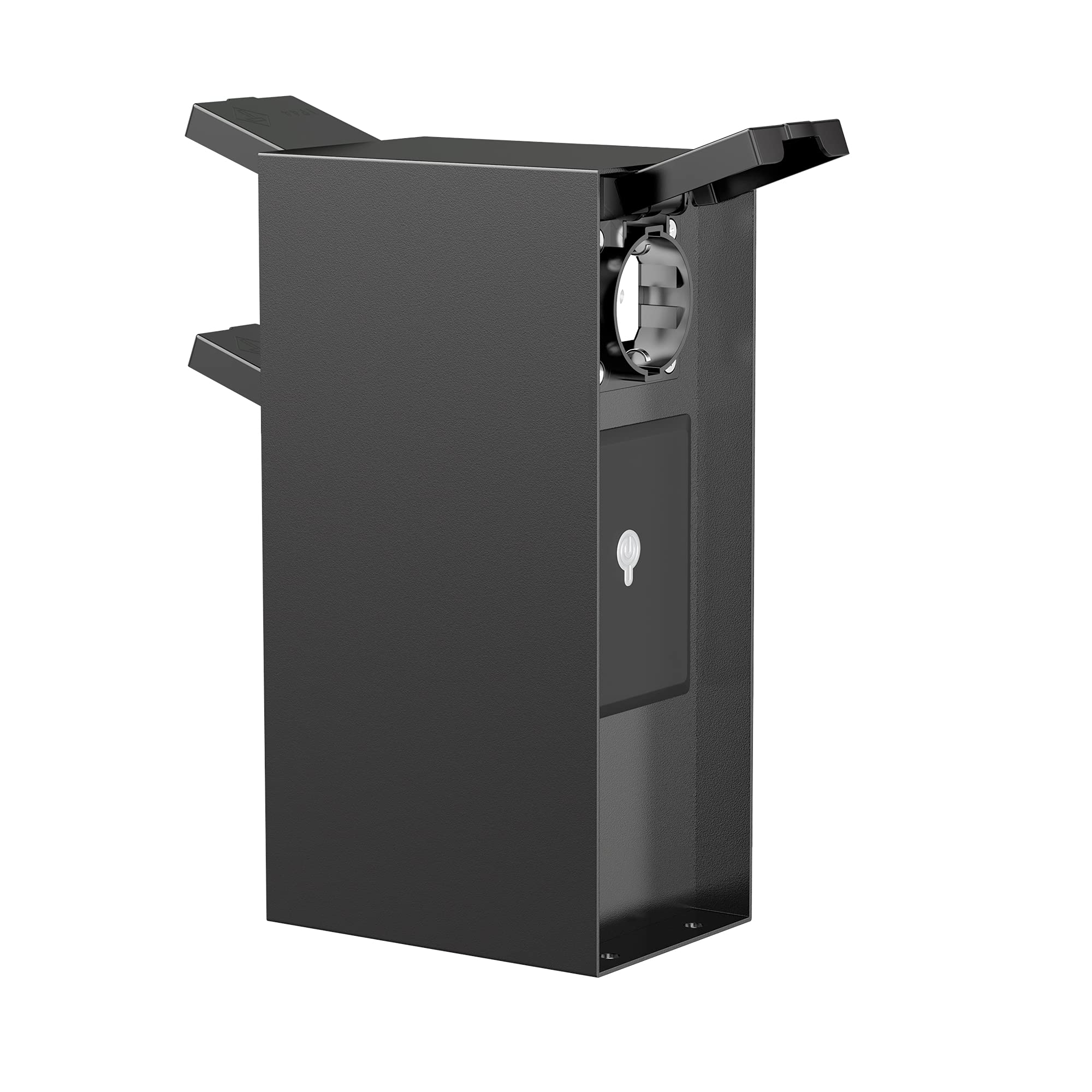 ledscom.de Garten Steckdosensäule POMI für außen, IP44, Smart Home, WLAN, Alexa, 3-Fach, Edelstahl, schwarz, eckig, 23 cm