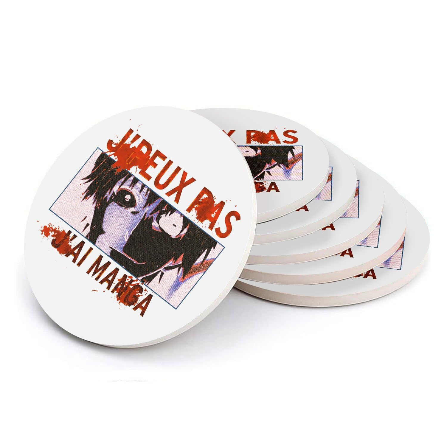 Sous verre manga Kaneki lot de 6 pour éviter les taches sur vos tables