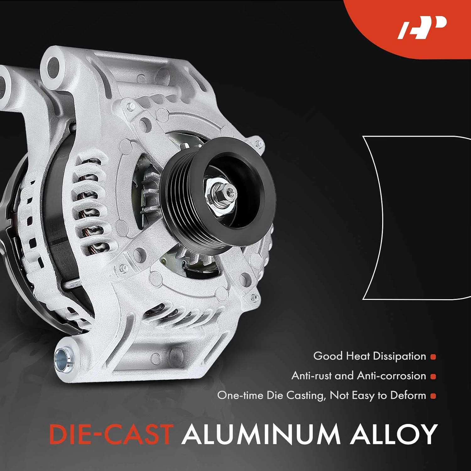 A-Premium Alternator Compatible with Dodge Charger 2011-2014, Challenger 2011-2022 & Chrysler 300 2011-2022, V8 5.7L, 12V 160A 6-Groove Pulley Clockwise
