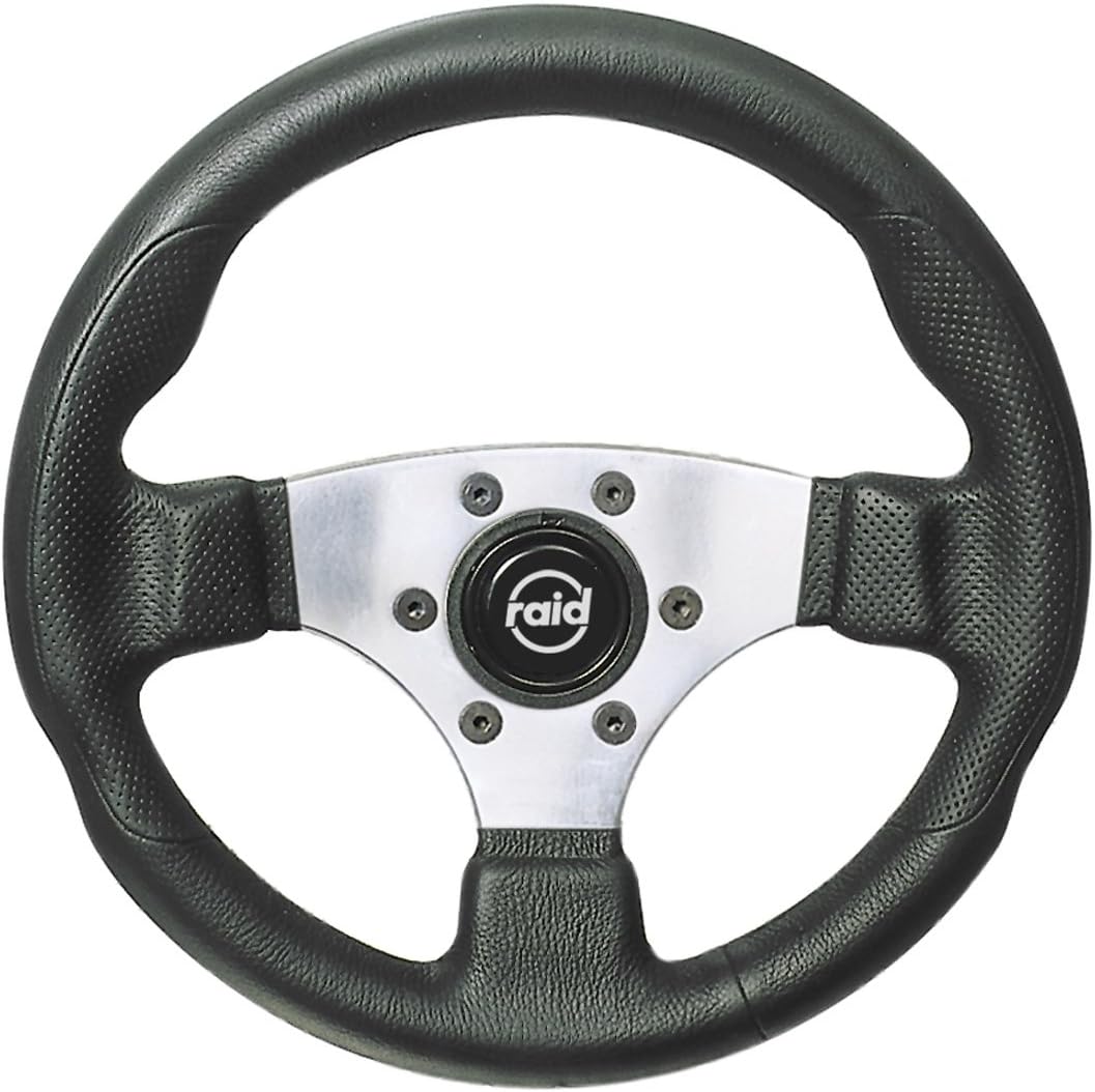 Raid 44305 17 hp Sport Sports Steering Wheel 300 mm Black with Silver Spokes and Perforated Grip Area with ABE TÜV-Approved