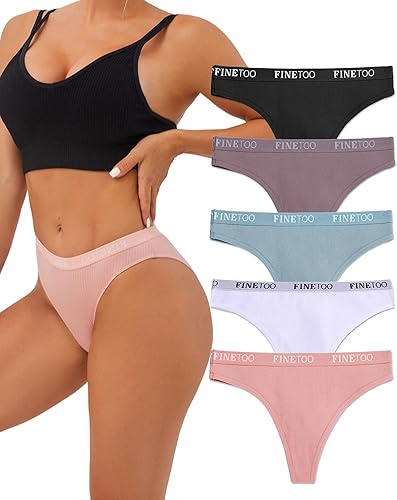 FINETOO Tangas de algodón para mujer, transpirables, elásticas, hipster, sexy, de cintura alta, ropa interior S-XL