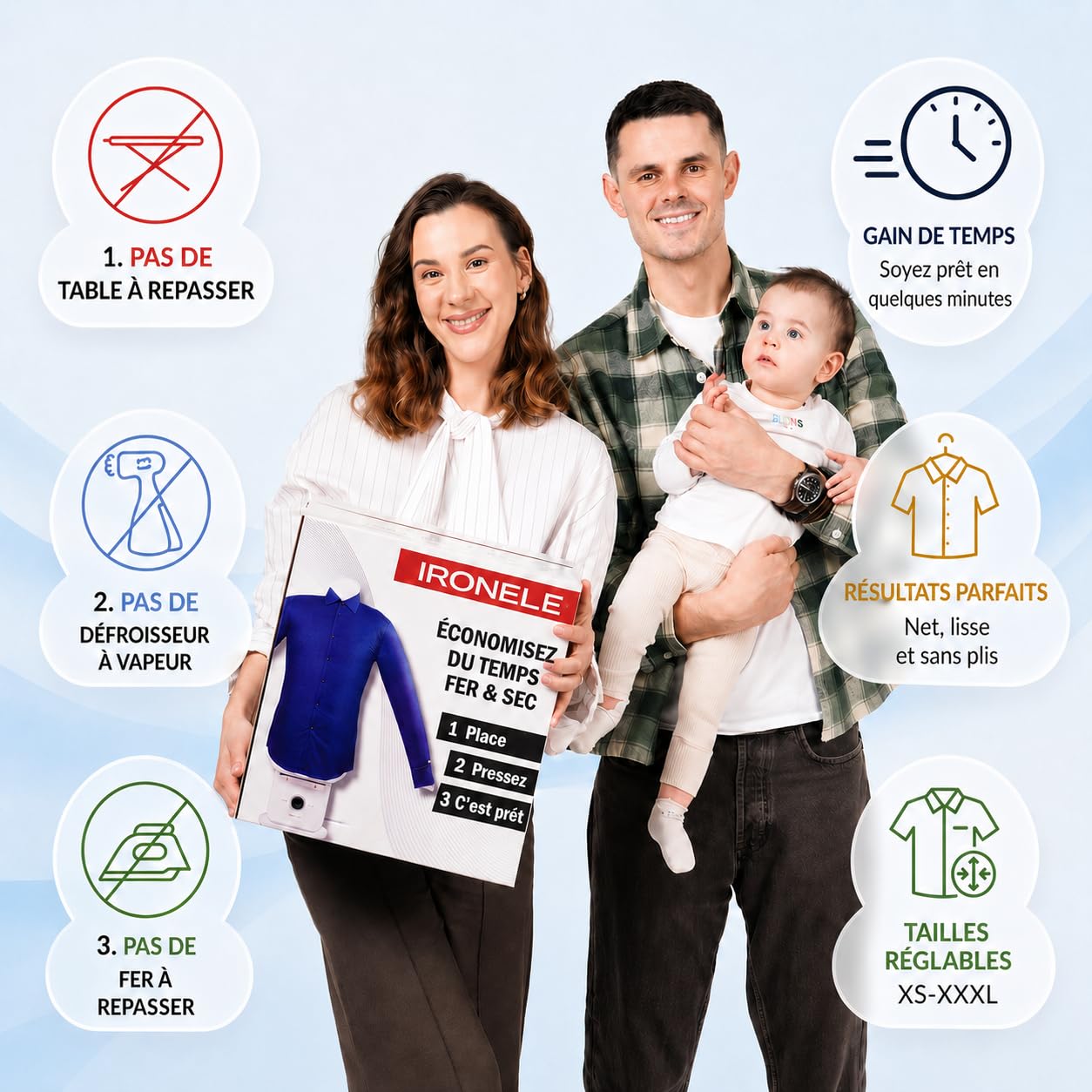 Machine à repassage automatique avec accessoires pantalon/robe | Remplace fer et défroisseur | Appareil intelligent de lissage des vêtements