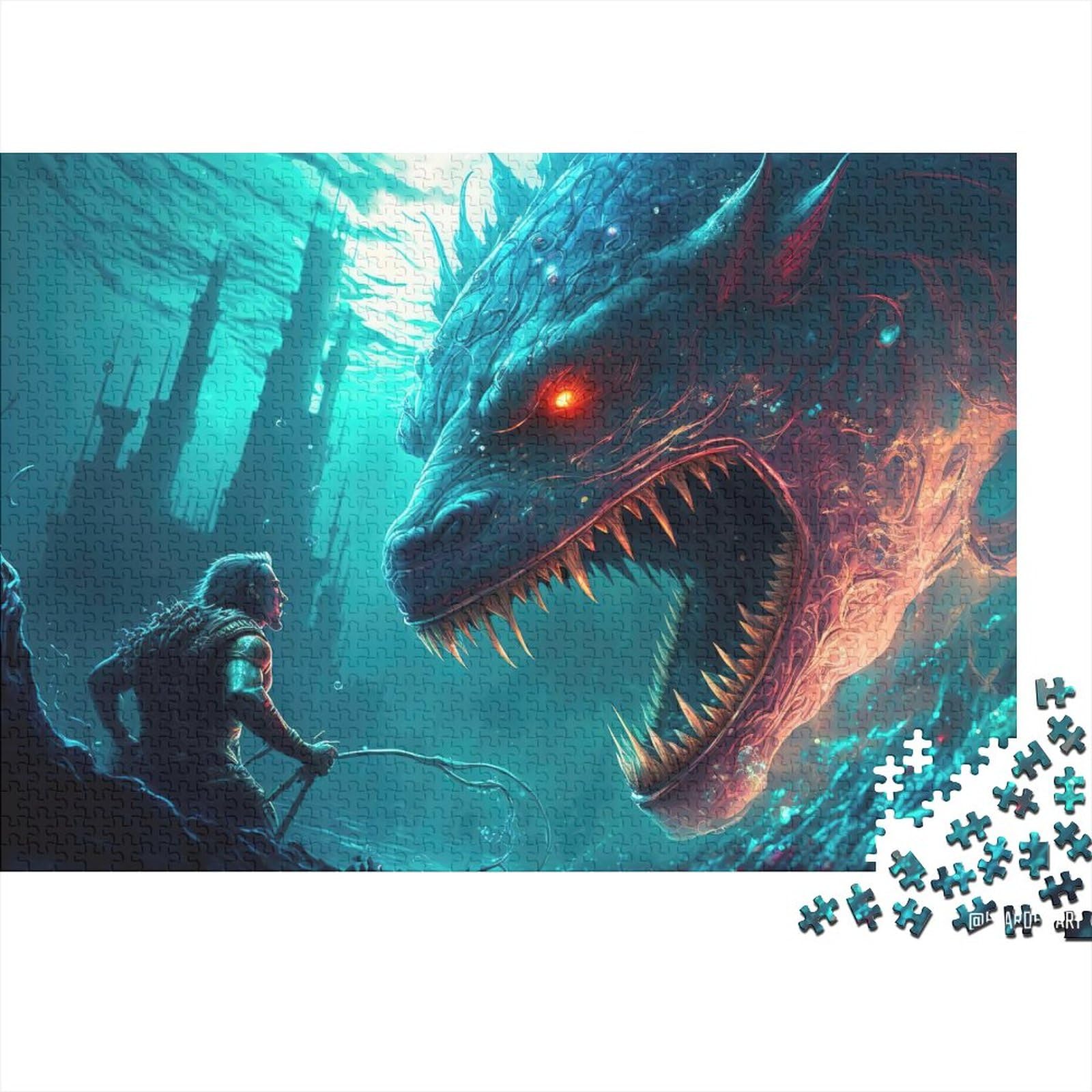Unterwasser-Hunde-Puzzle 1000 Teile Für Erwachsene – Mit Buchstaben Auf Der Rückseite, 70x50 Cm, Herausfordernd & Entspannend
