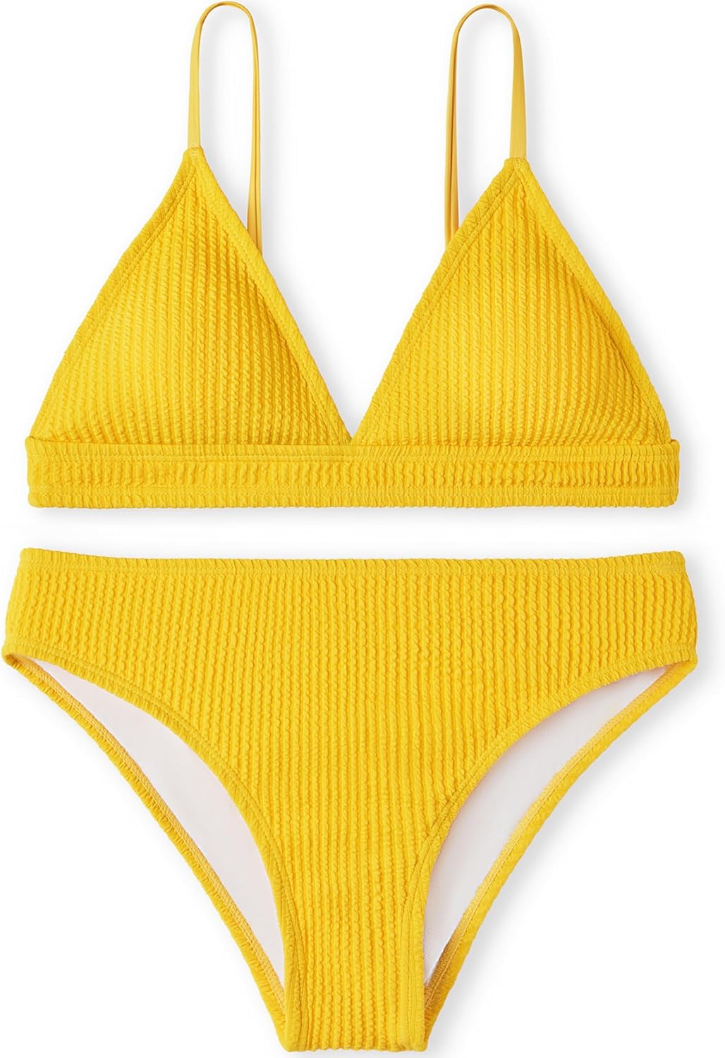 Girls' 2 Piece V Neck Bikini Set Triangle Solid Sport Swimsuit for Beach