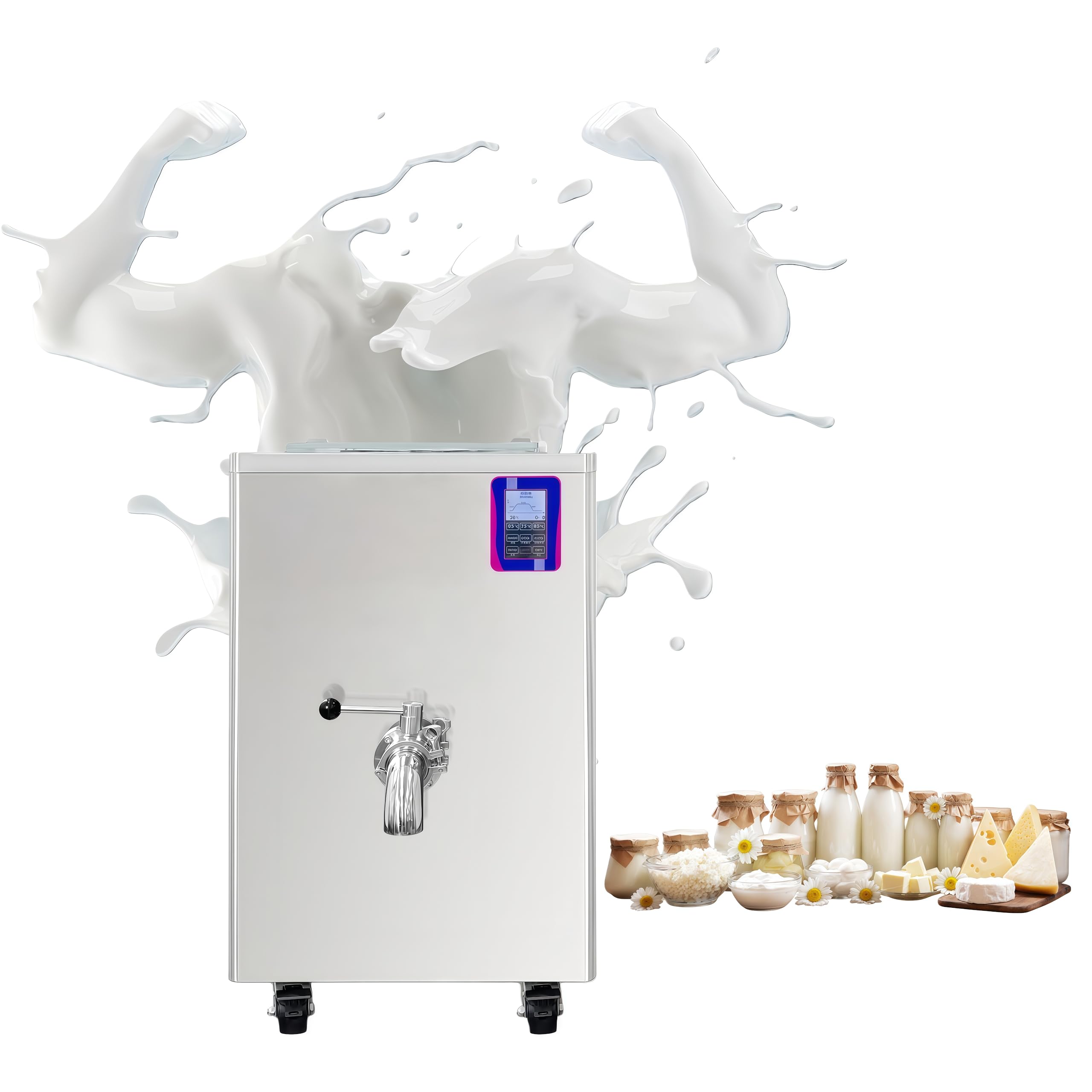 Kolice Milk Pasteurizer 20L, Commercial Milk Pasteurization Machine, Pasteurization with Heating,Cooling,Timer,Temperature Control,Auto Clean, For Milk Juice Yogurt Sterilization&amp;Mixing