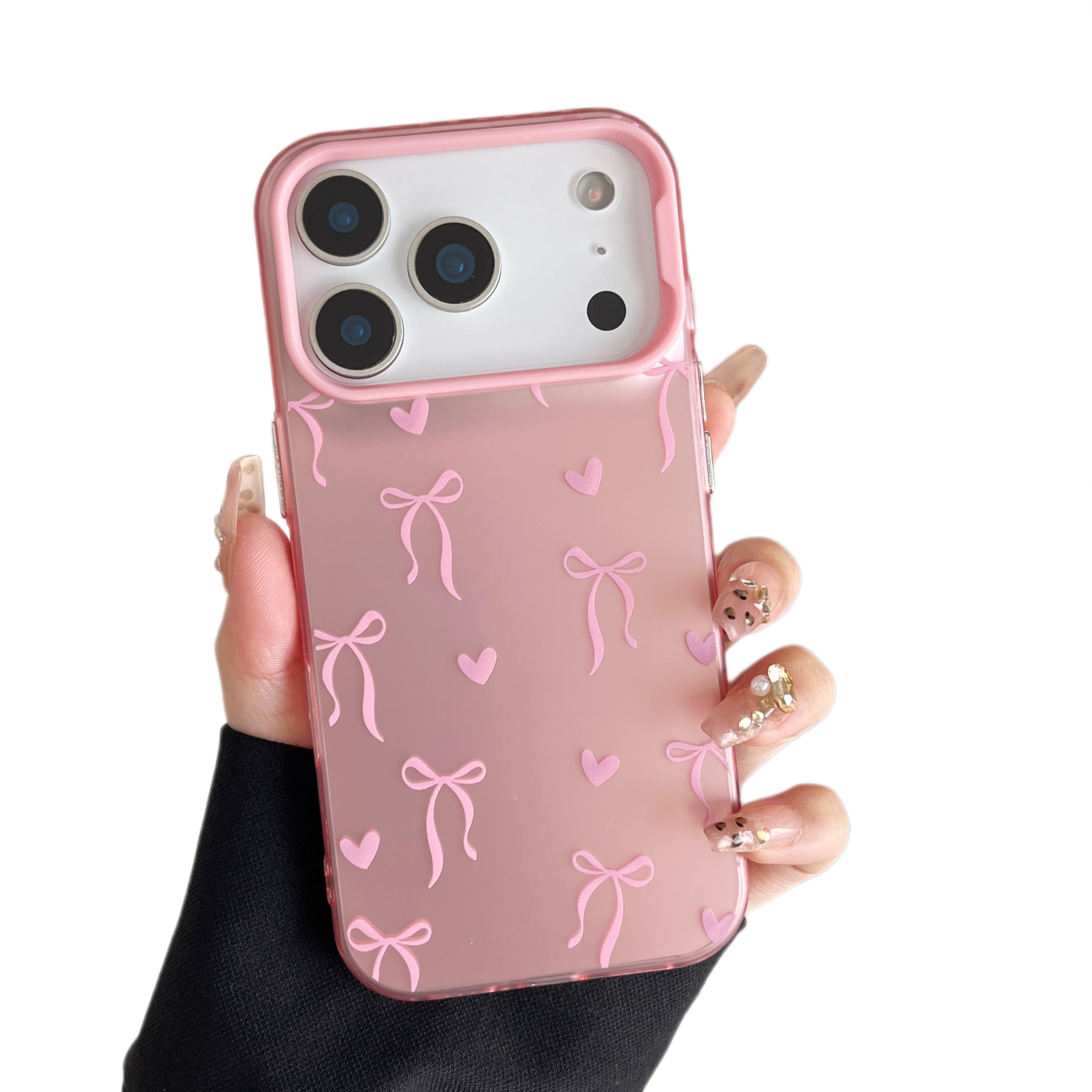 ZTOFERA for iPhone 17 Pro Case,Cute Pink Ribbon Bow Tie Aesthetic