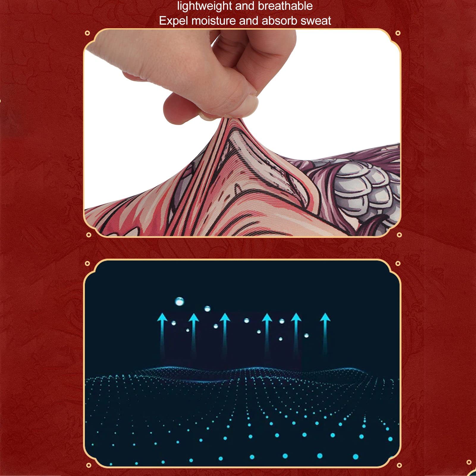 Manchon Bras, Manchette Bras Femme, Manchons de Bras, Protection UV UPF 50+ Respirant Haute élasticité Taille Libre sans Couture Manchons de Bras de Tatouage pour Hommes Et Femmes