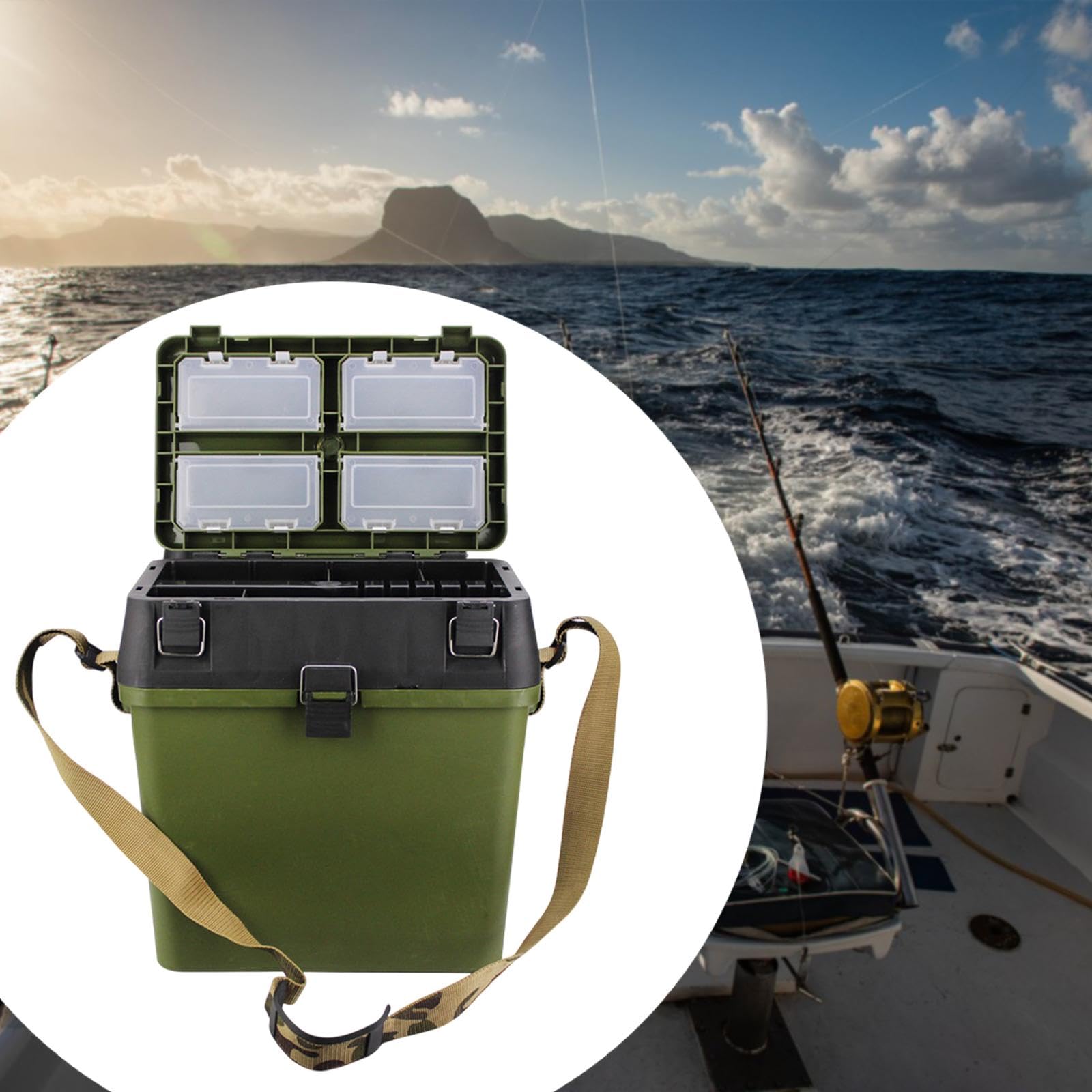 Ampia Scatola Porta Attrezzi da Pesca con più Scomparti per Organizzare Ami, Esche E Accessori; Vassoio Rimovibile; Contenitore Impermeabile.