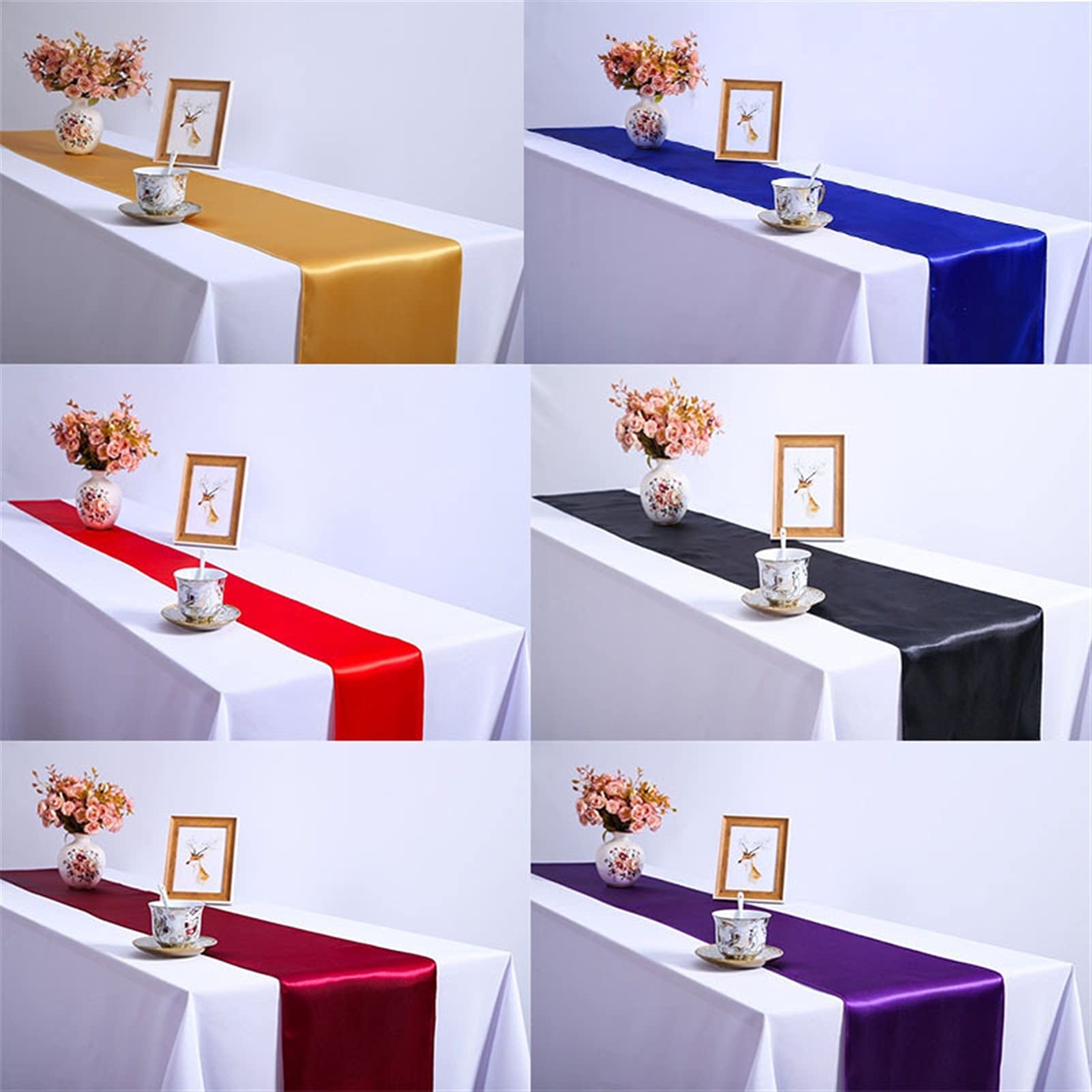WedDecor Runner Da Tavolo In Raso Bianco – 28 X 275 Cm, Elegante E Resistente Per Matrimoni, Feste E Compleanni - copertina