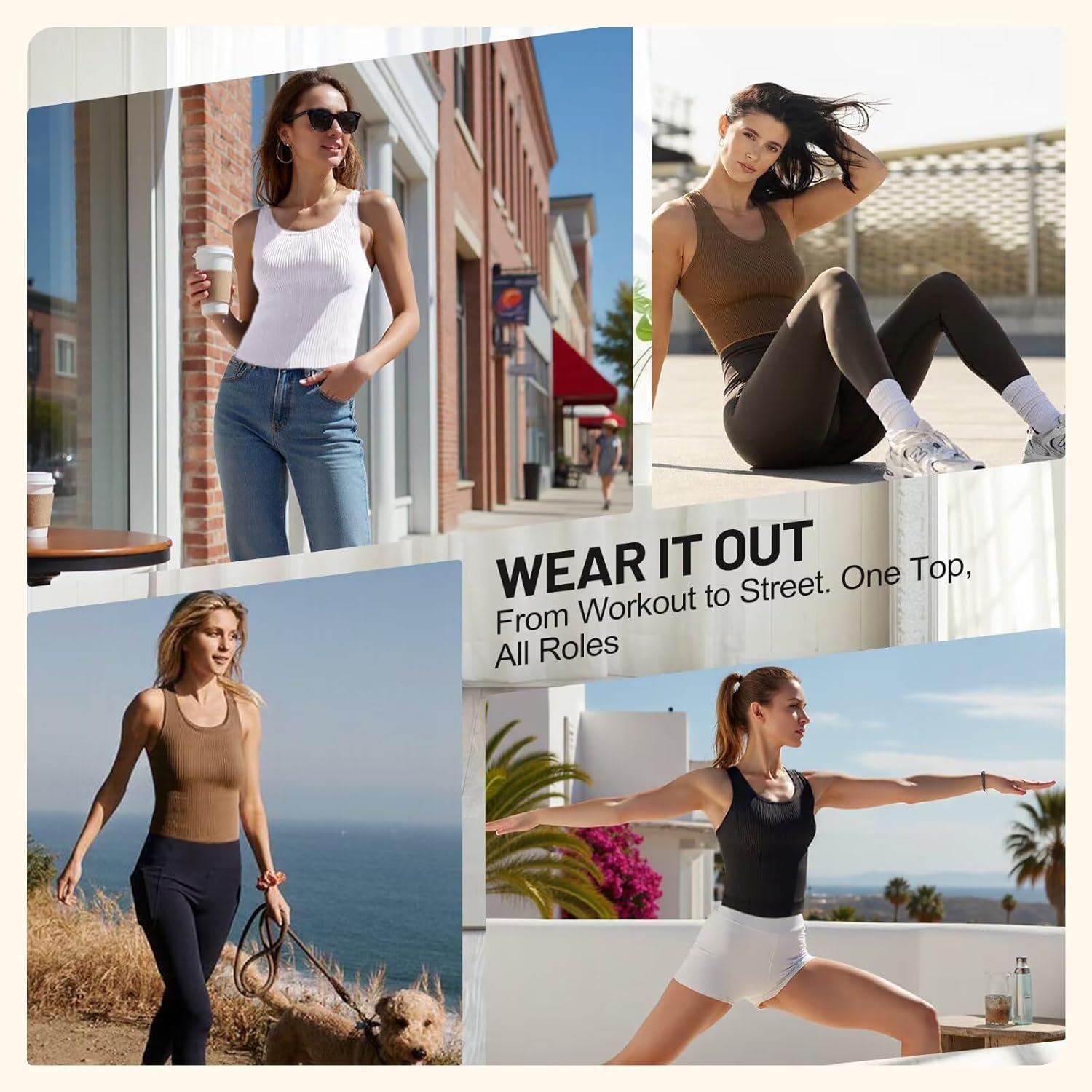 UBCUTE Women’s Tank Top with Built-in Bra, Racerback Workout Top for Large Bust, Casual Athletic Shirt for Yoga Activewear