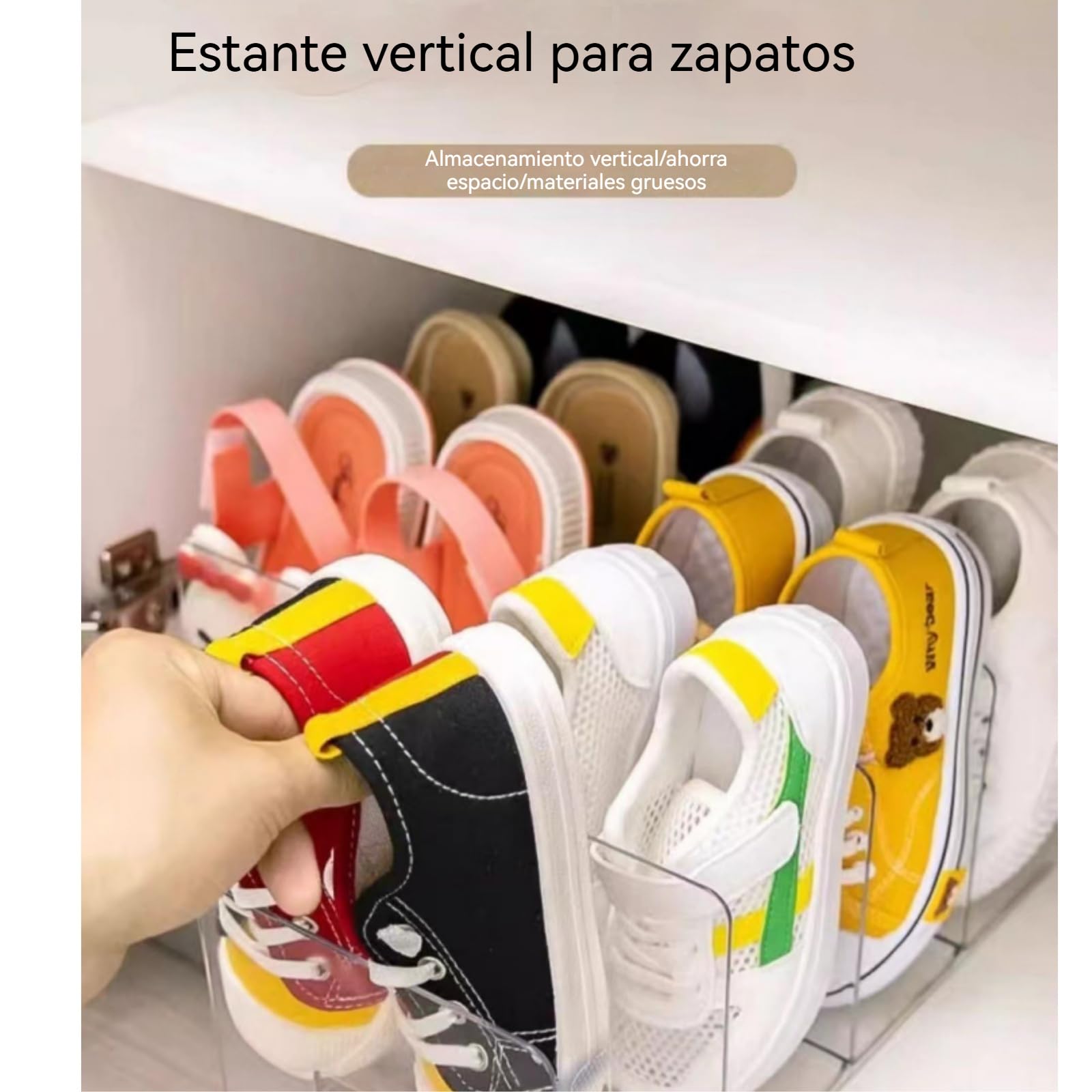 Genérico 4PCS Zapatero para niños, Organizador de Zapatos de acrílico, Paquete de organizadores de Zapatos, Almacenamiento de Zapatos de 4 Secciones para niños para Entrada de Armario