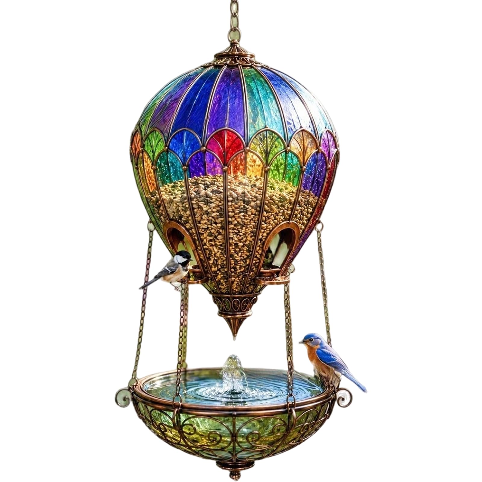 Generic Outdoor Bird Feeder Hot Air Balloon Fountain Tray Hanging for