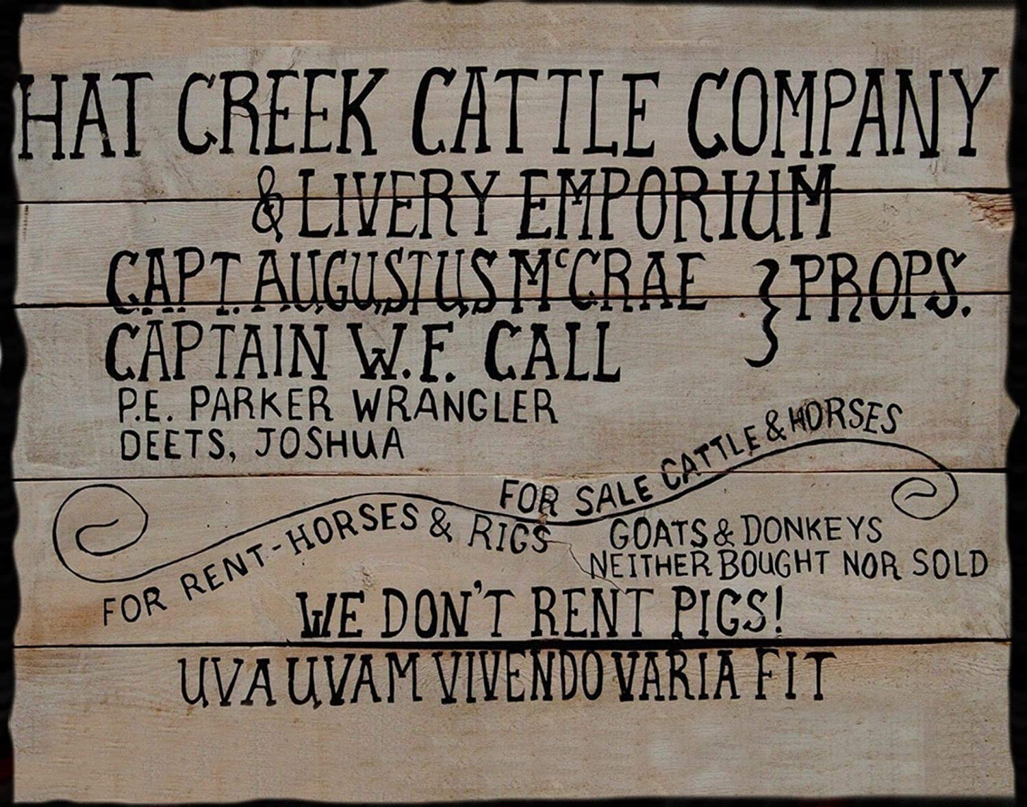 SMAZDFXX Metal Poster Plaque Lonesome Dove Metal Tin Signs Hat Creek Cattle Company We Don't Rent Pigs Wall Decor Tin Signs for Bar Music Club Man Cave Room Wall Decor 8x12 inch