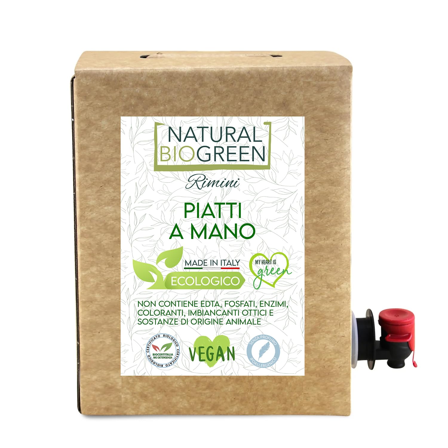Naturalbiogreen Umweltfreundliches Geschirrspülmittel, ohne Duft, hypoallergen, 3 Liter