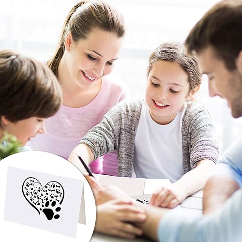 Miniatura 7 de Juego de 48 tarjetas de notas impresas con patas, 24 tarjetas de agradecimiento, estampado de patas, en blanco, con 24 sobres blancos, amantes de