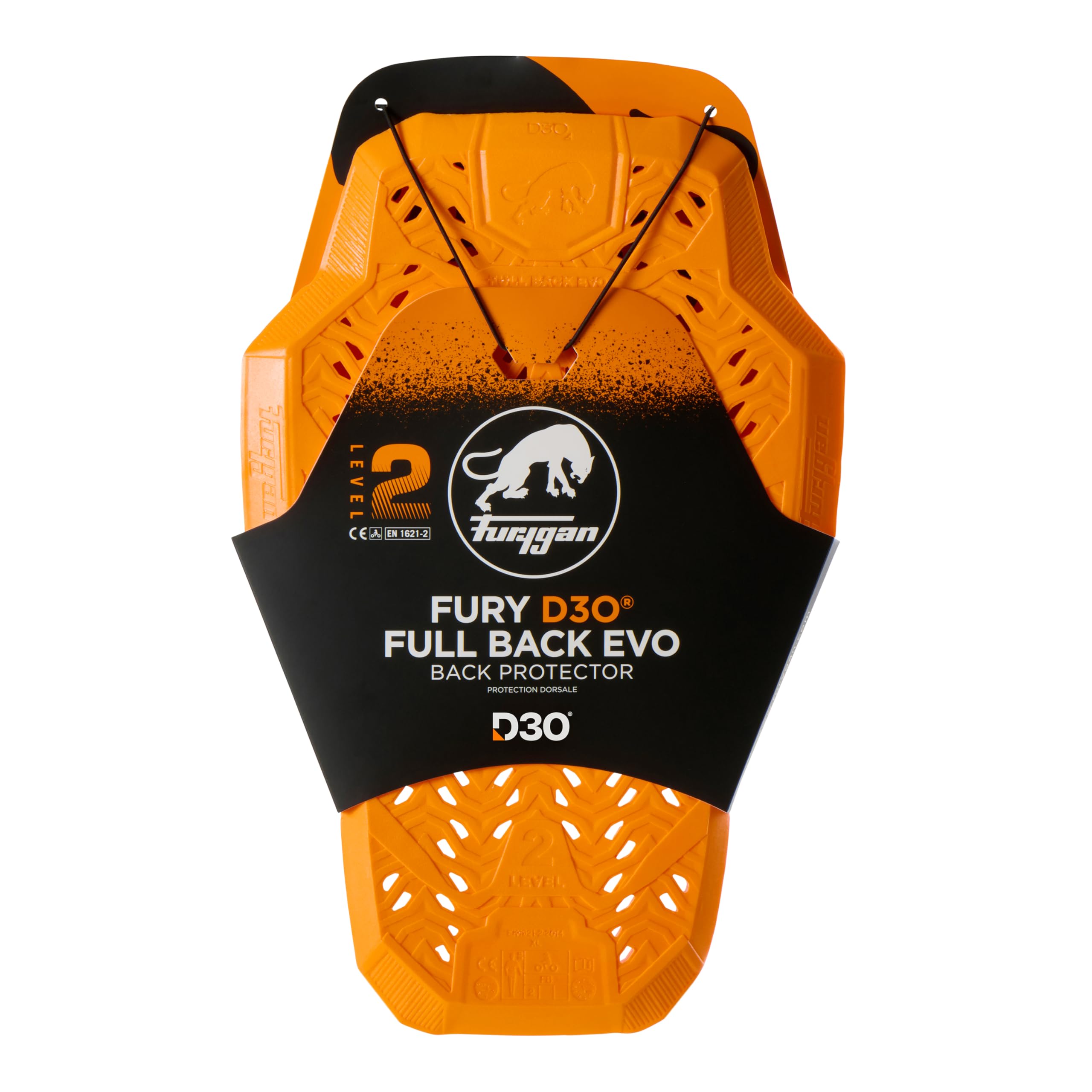 Furygan Full Back Fury D3O EVO – Level 2 zugelassener D3O-Rückenprotektor – zertifizierter Motorradschutz – Leichter, Flexibler Komfort – Belüftungssicherheit, Orange Version 2024