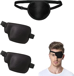 3 Pcs Eye Patch, Eye Patches for Adults, Lazy Eye Patches for Left and Right Eyes, Comfortable Eye Patch Pirate Eye Patch for Adults Medical Eye Patch with Adjustable Buckle