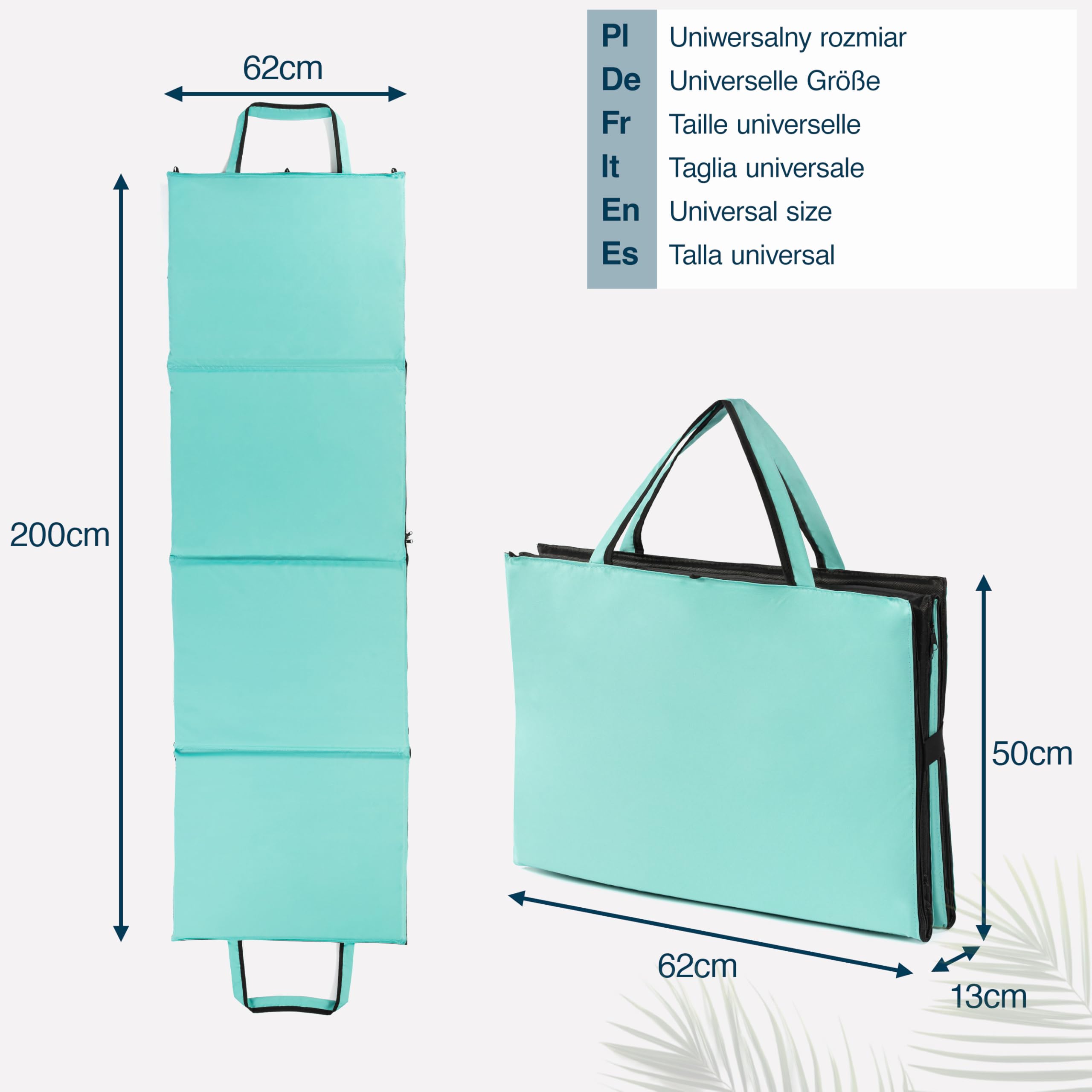 Tapis de Plage Pliable rembourré 200x62 cm Menthe, Matelas